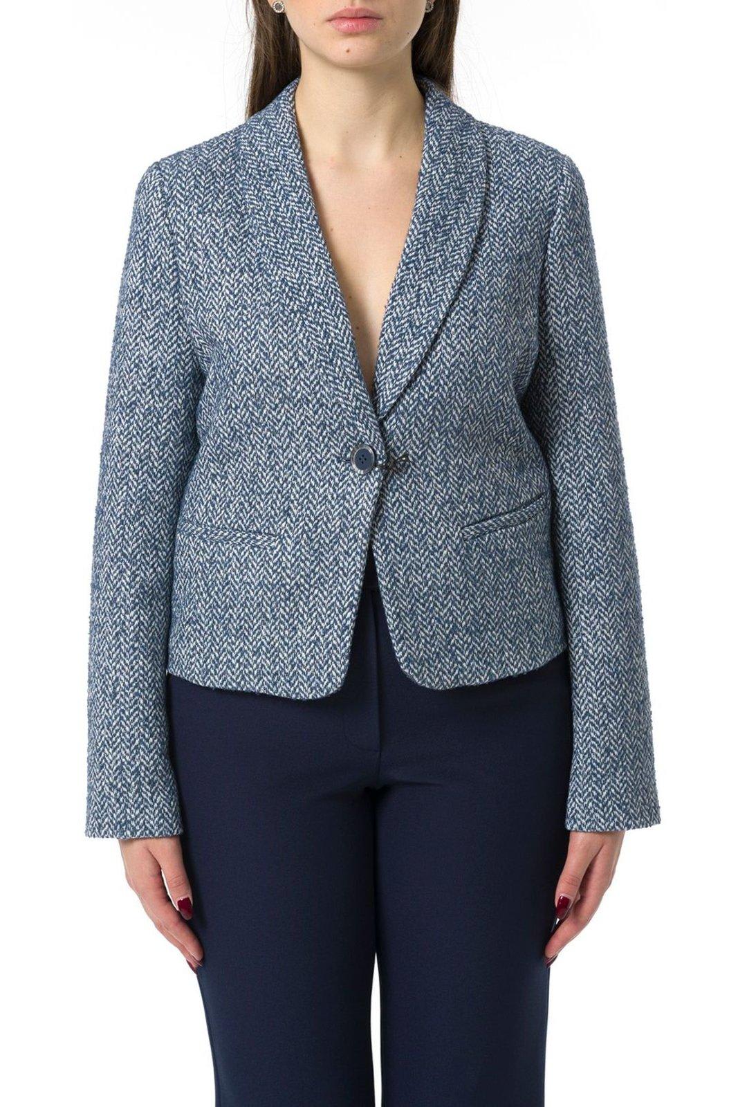 Single Breasted Houndstooth Cropped Jacket