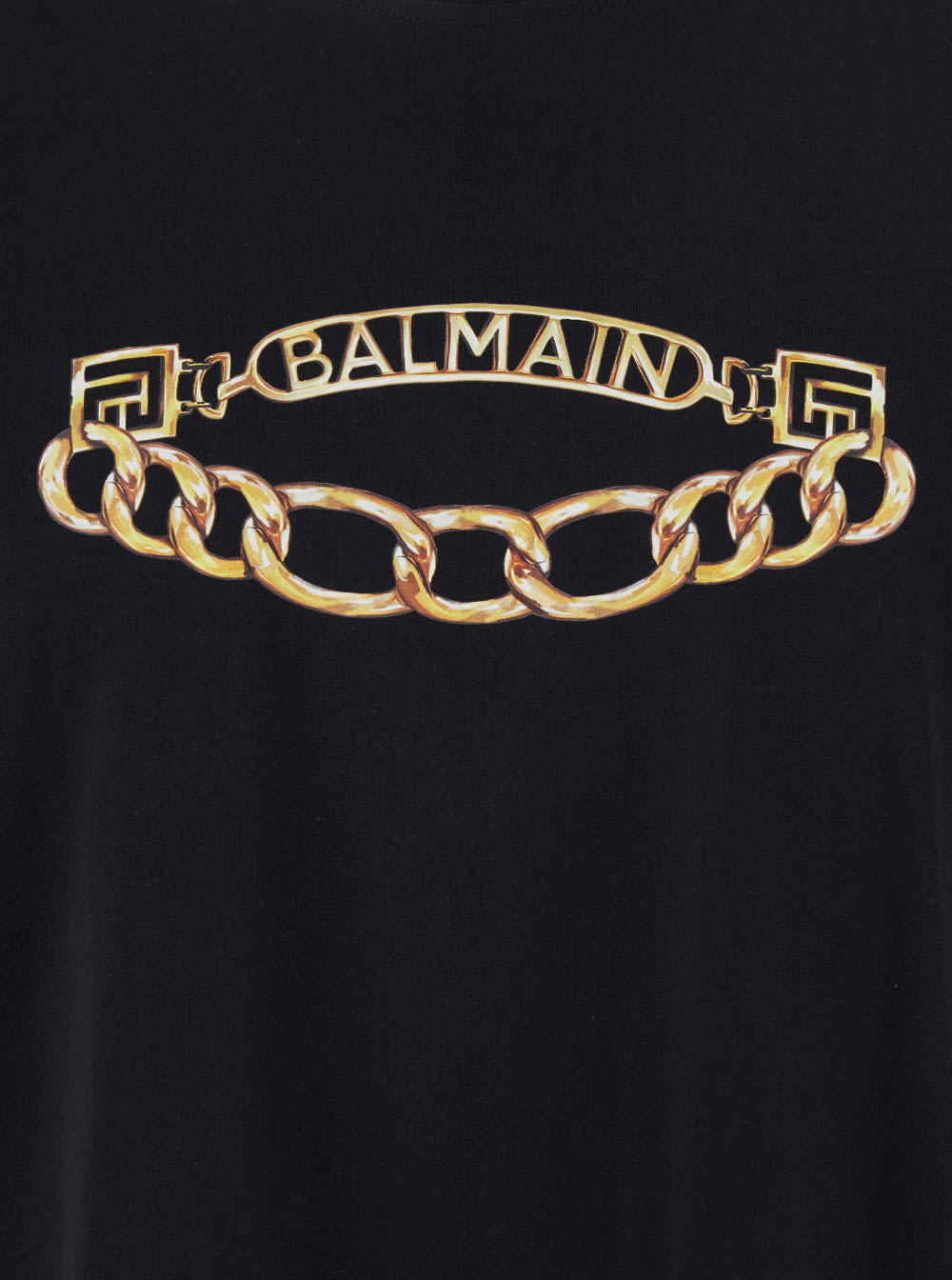 Balmain Black Crewneck T-shirt With Logo Print On The Front