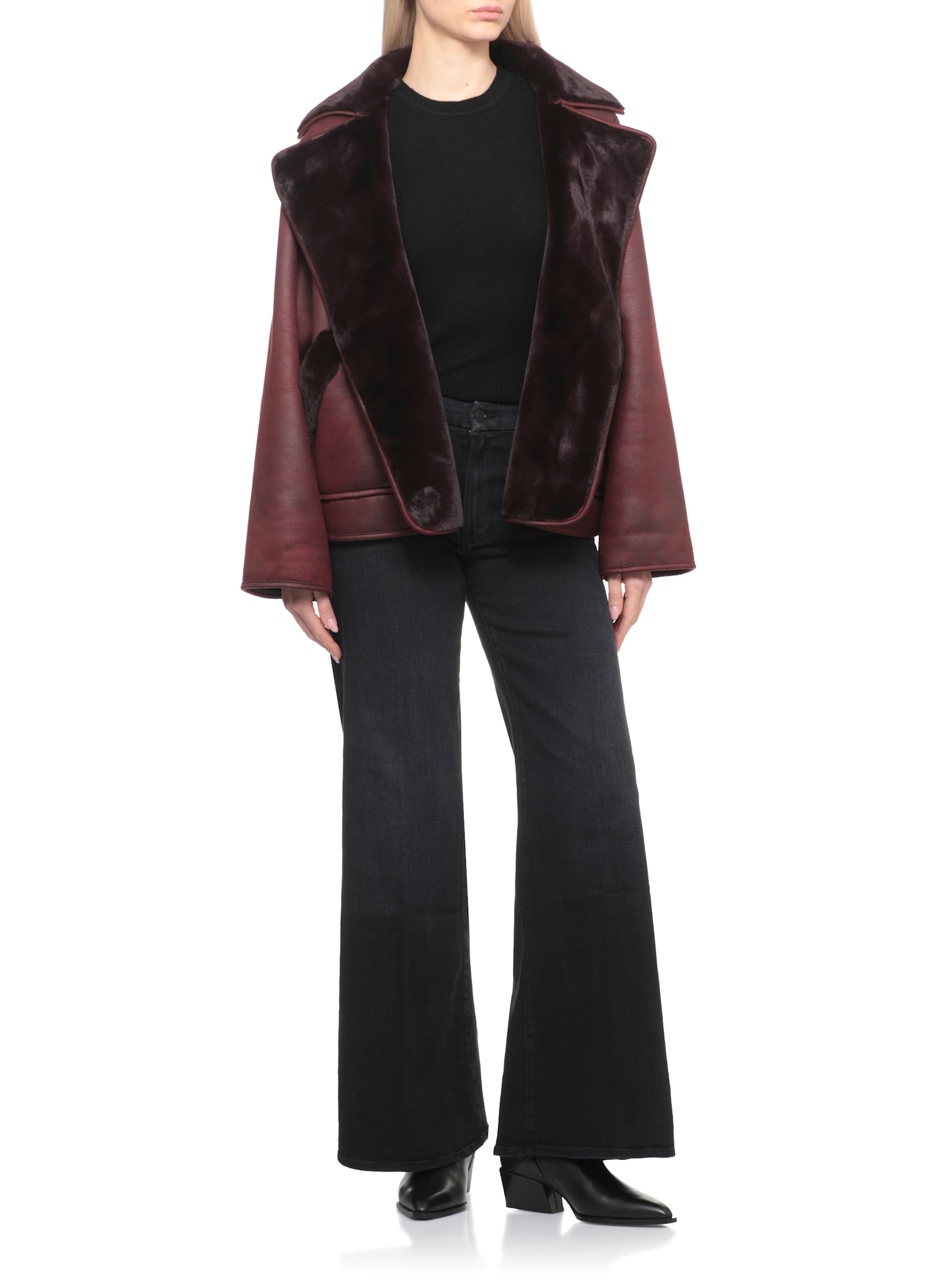 Betta Corradi Synthetic Fur Coat In Burgundy