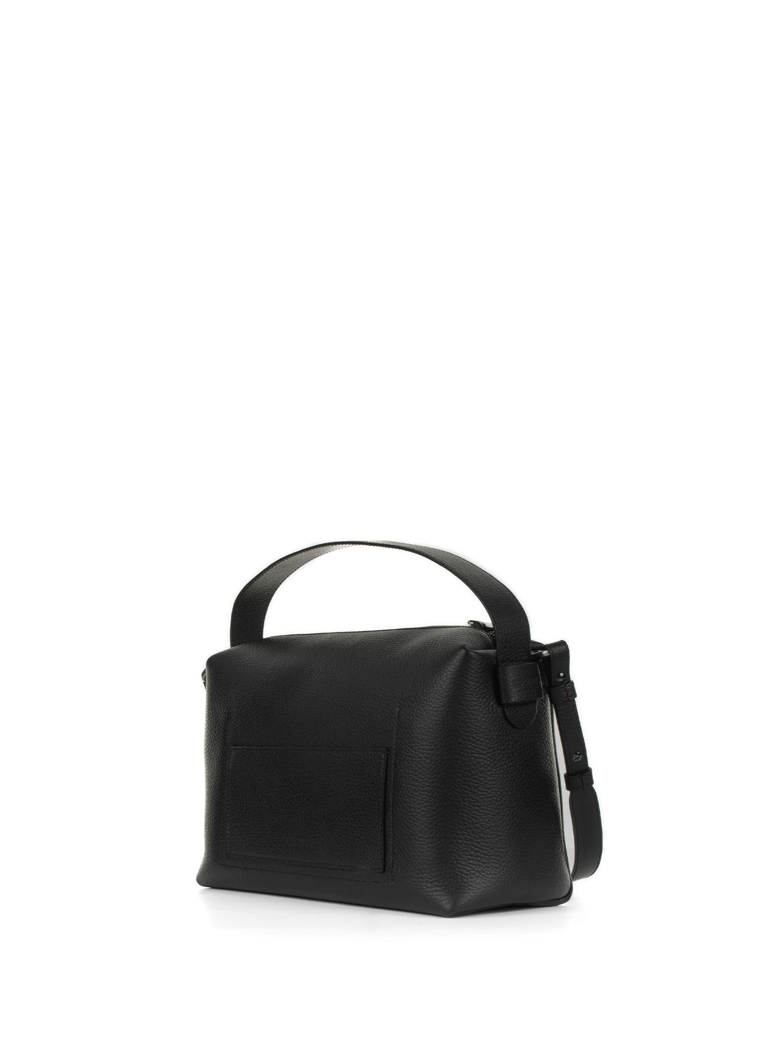 Shop Hogan Black Shoulder Bag In Textured Leather In Nero