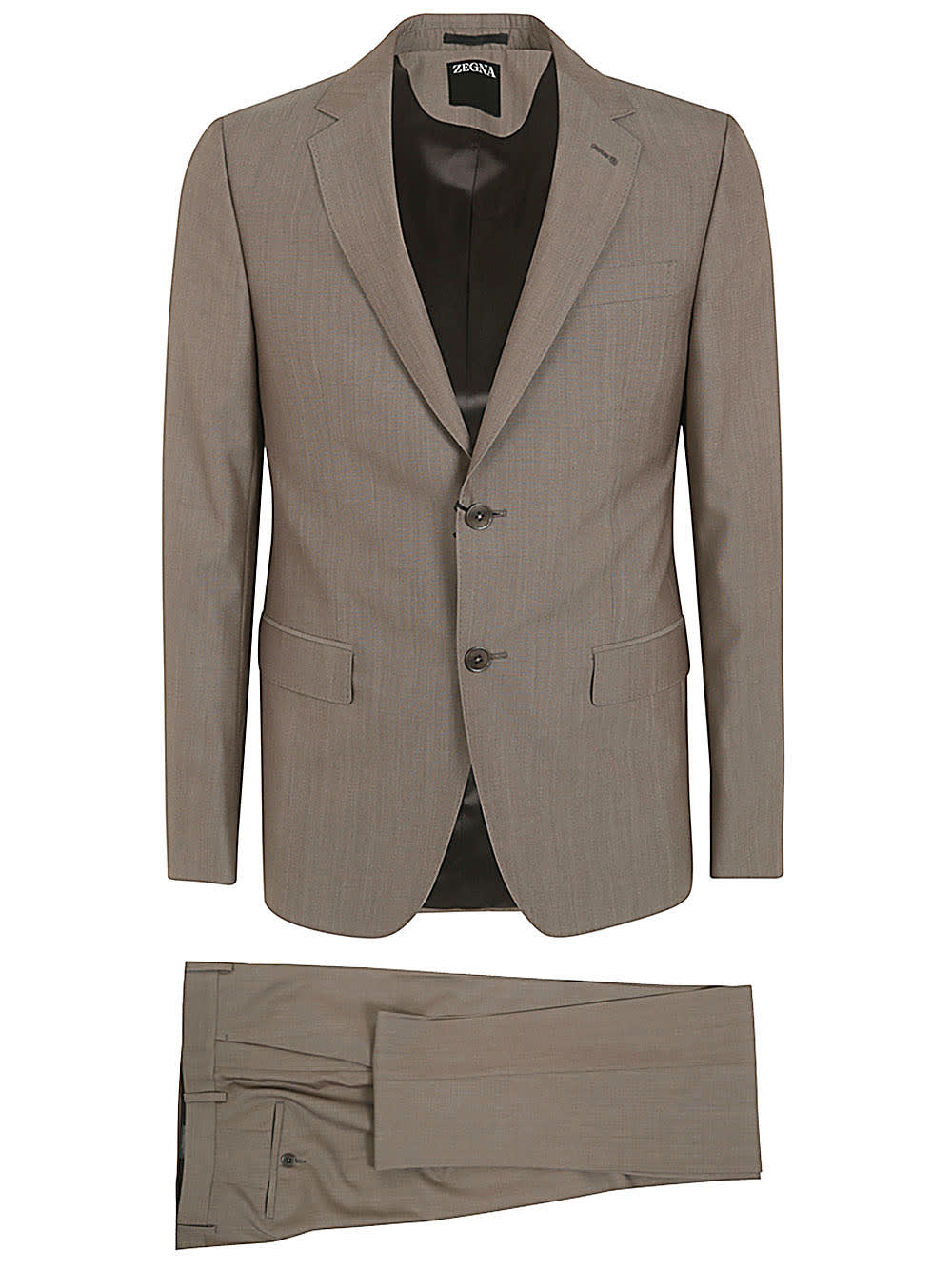Shop Zegna Pure Wool Suit In Brown