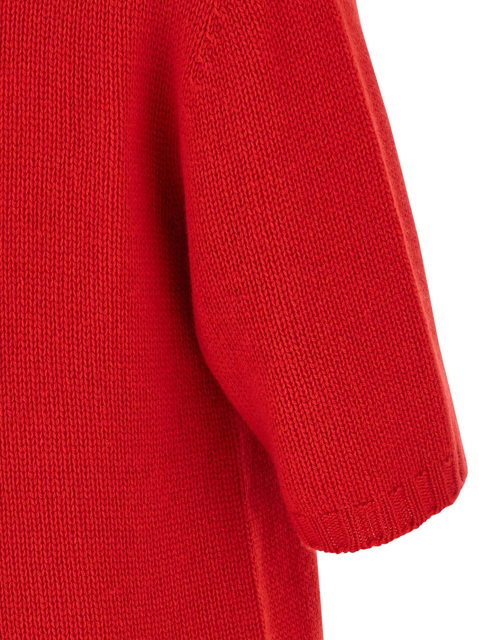 Fabiana Filippi Short-sleeved Cashmere Sweater With Ribbed Trims In Red