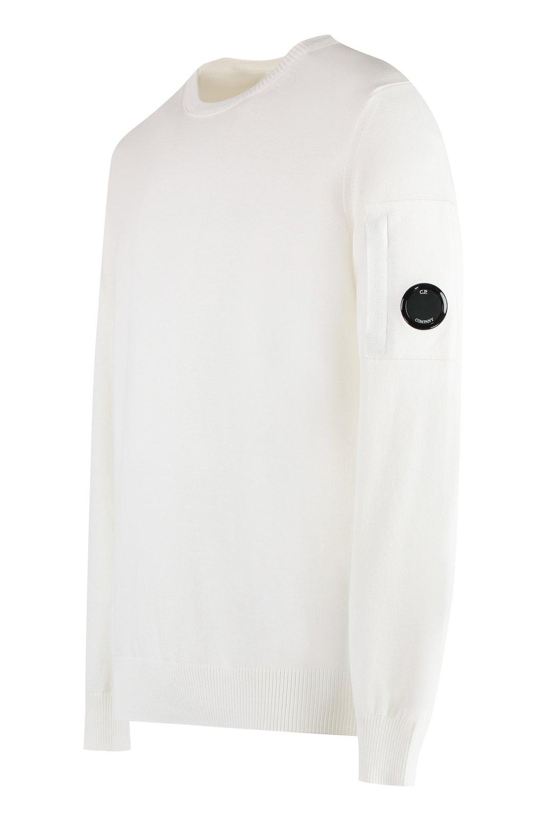 Shop C.p. Company Lens-detailed Crewneck Jumper In Gauze White