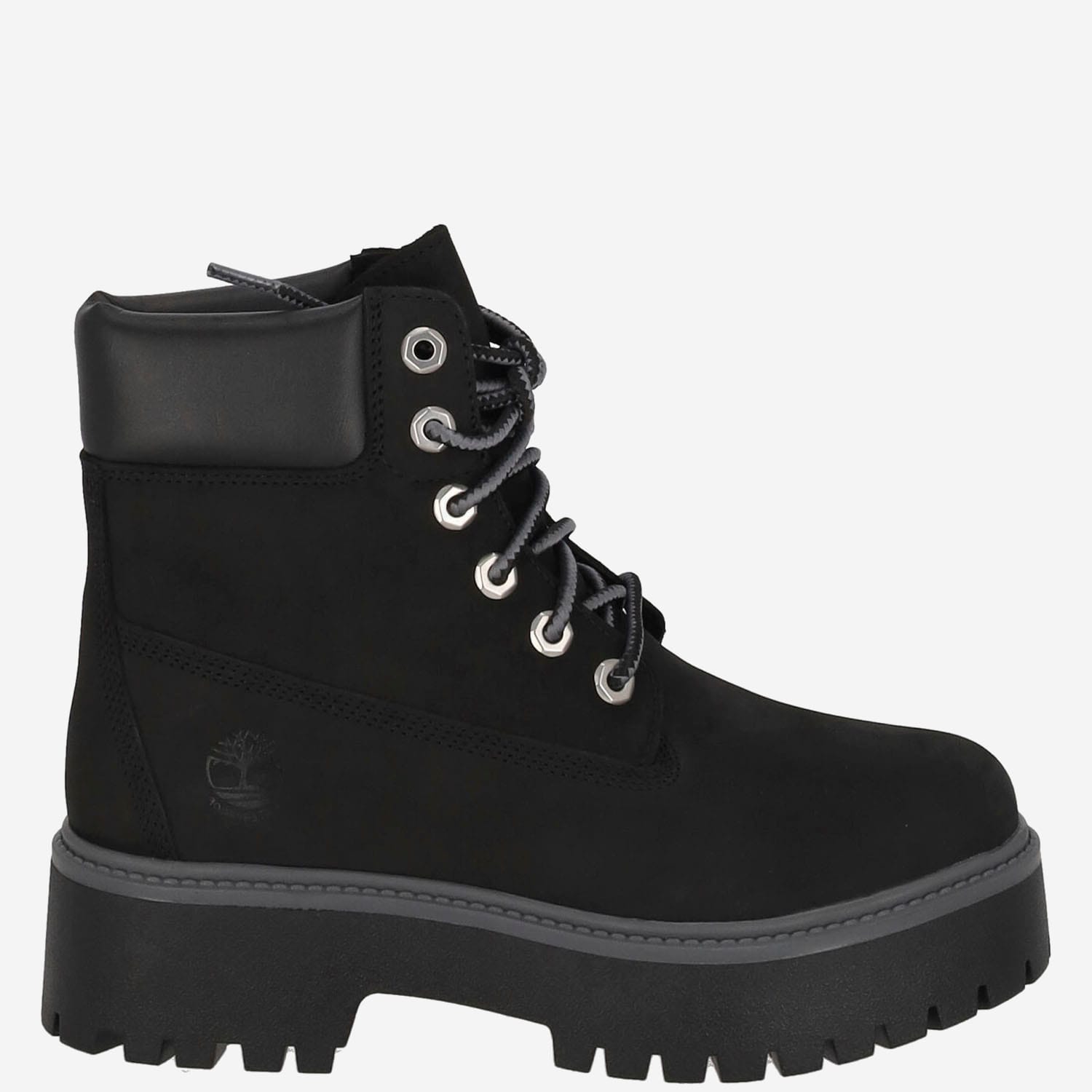 Timberland Stone Street Leather Platform Ankle Boots In Black