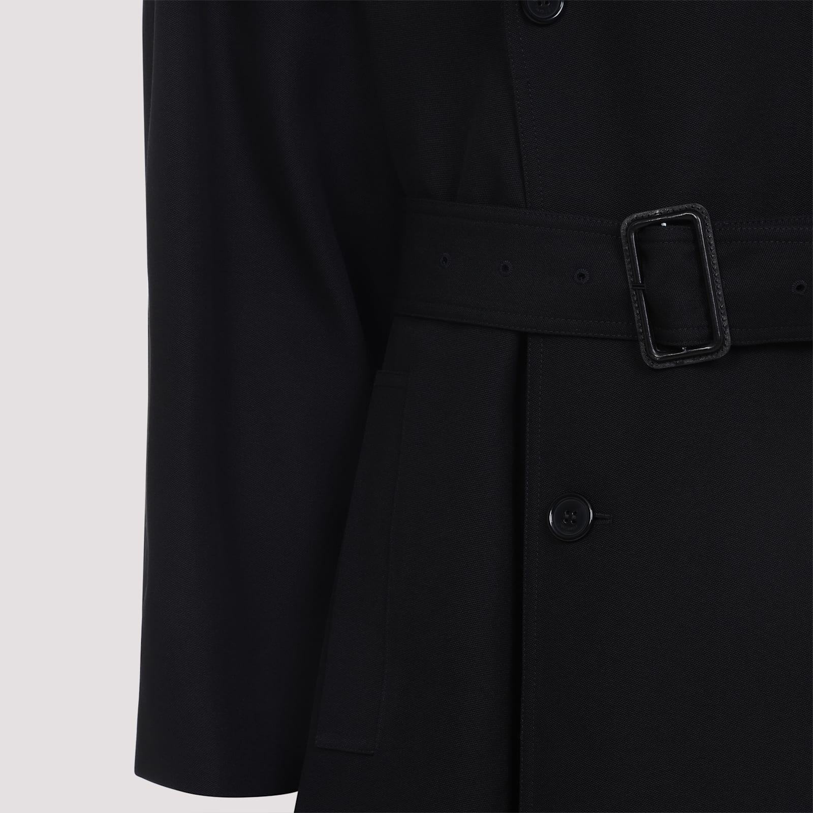 Saint Laurent Wool Coat With Central Back Slit In Black