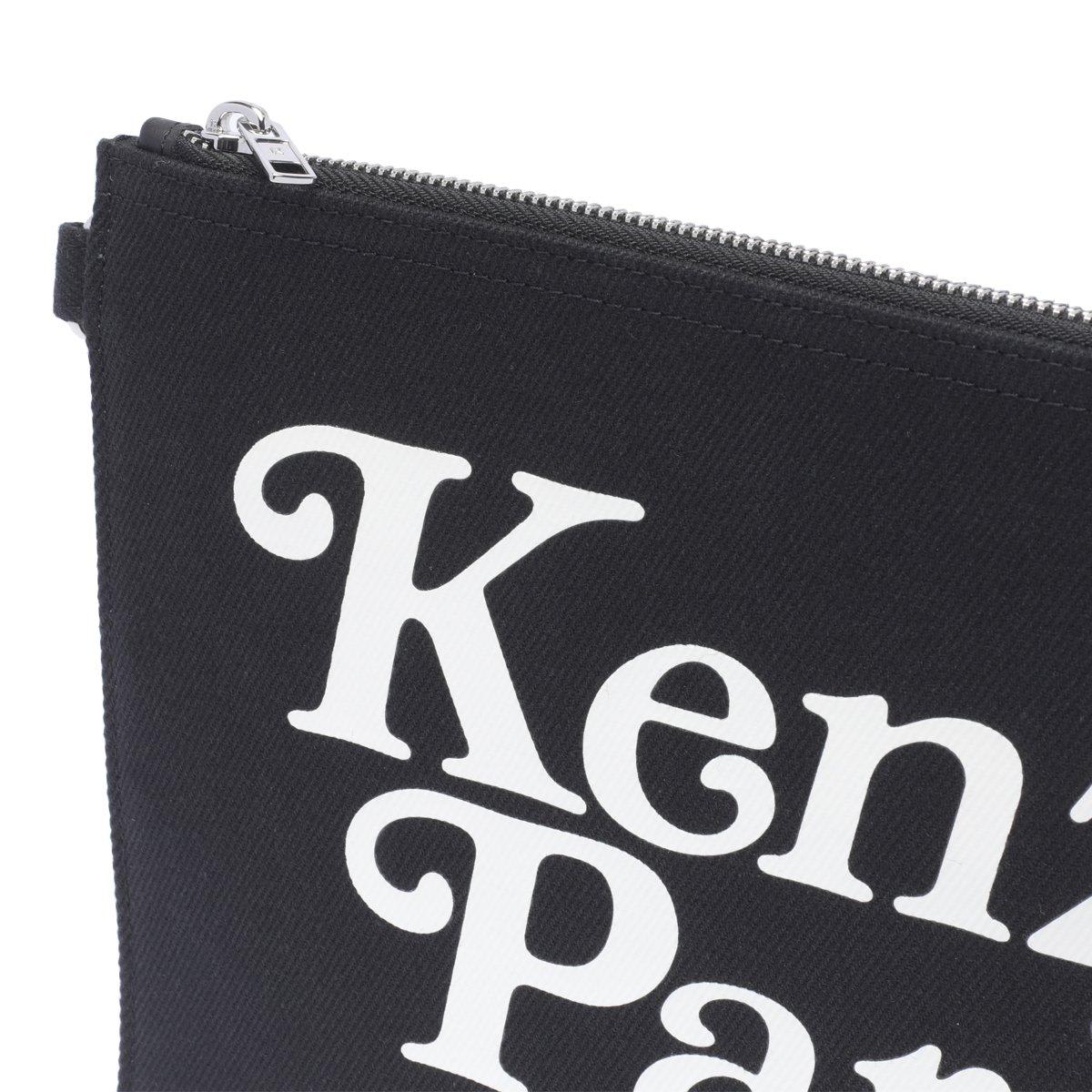 Shop Kenzo Logo Printed Zipped Pouch In Black
