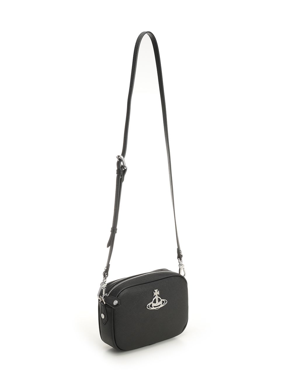 Vivienne Westwood Adjustable Strap Shoulder Bag With Rear Zip Pocket In Black