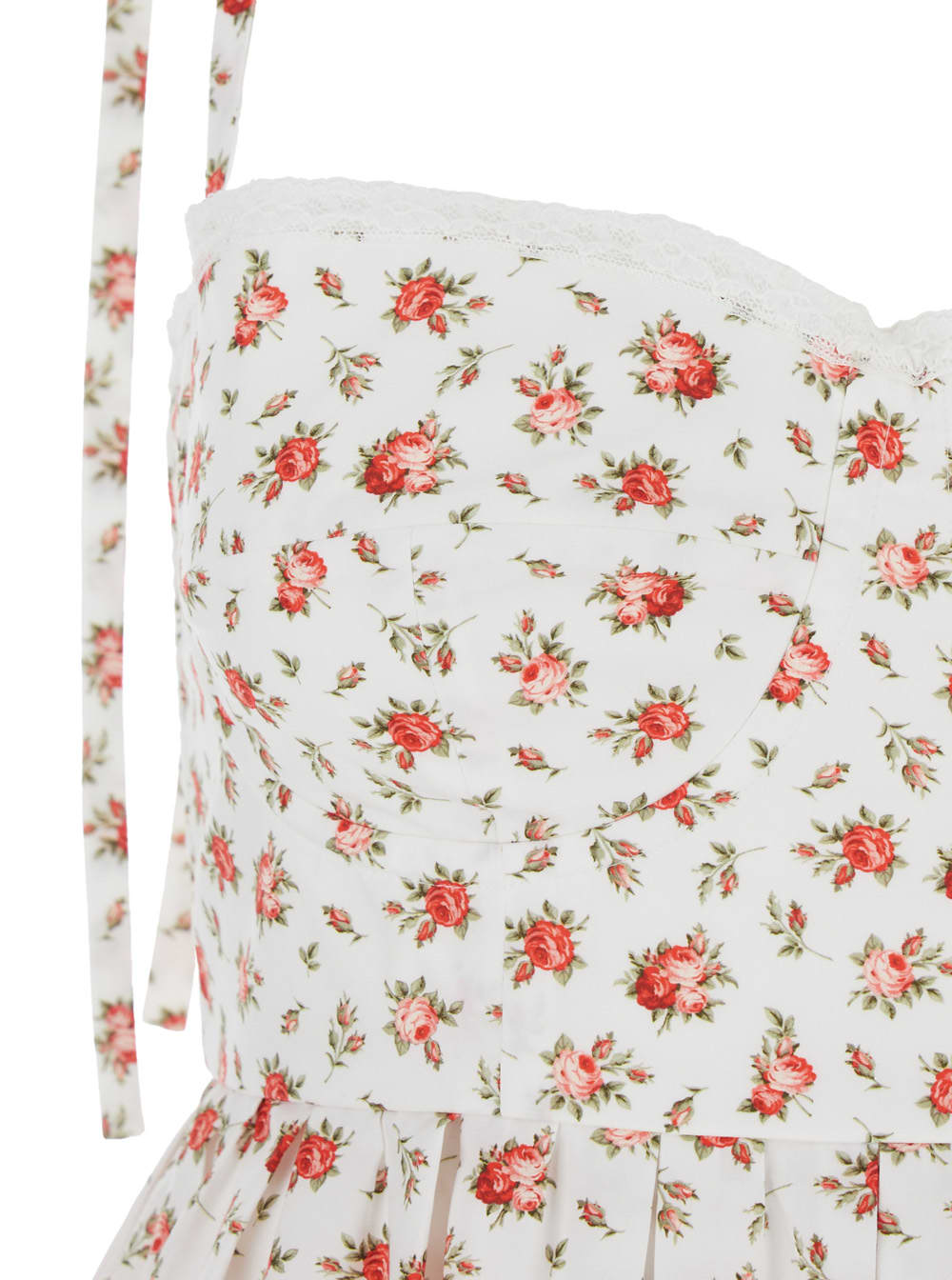 Dolce & Gabbana Lace-trimmed Floral-print Cotton-blend Poplin Bustier Mini Dress In Multi