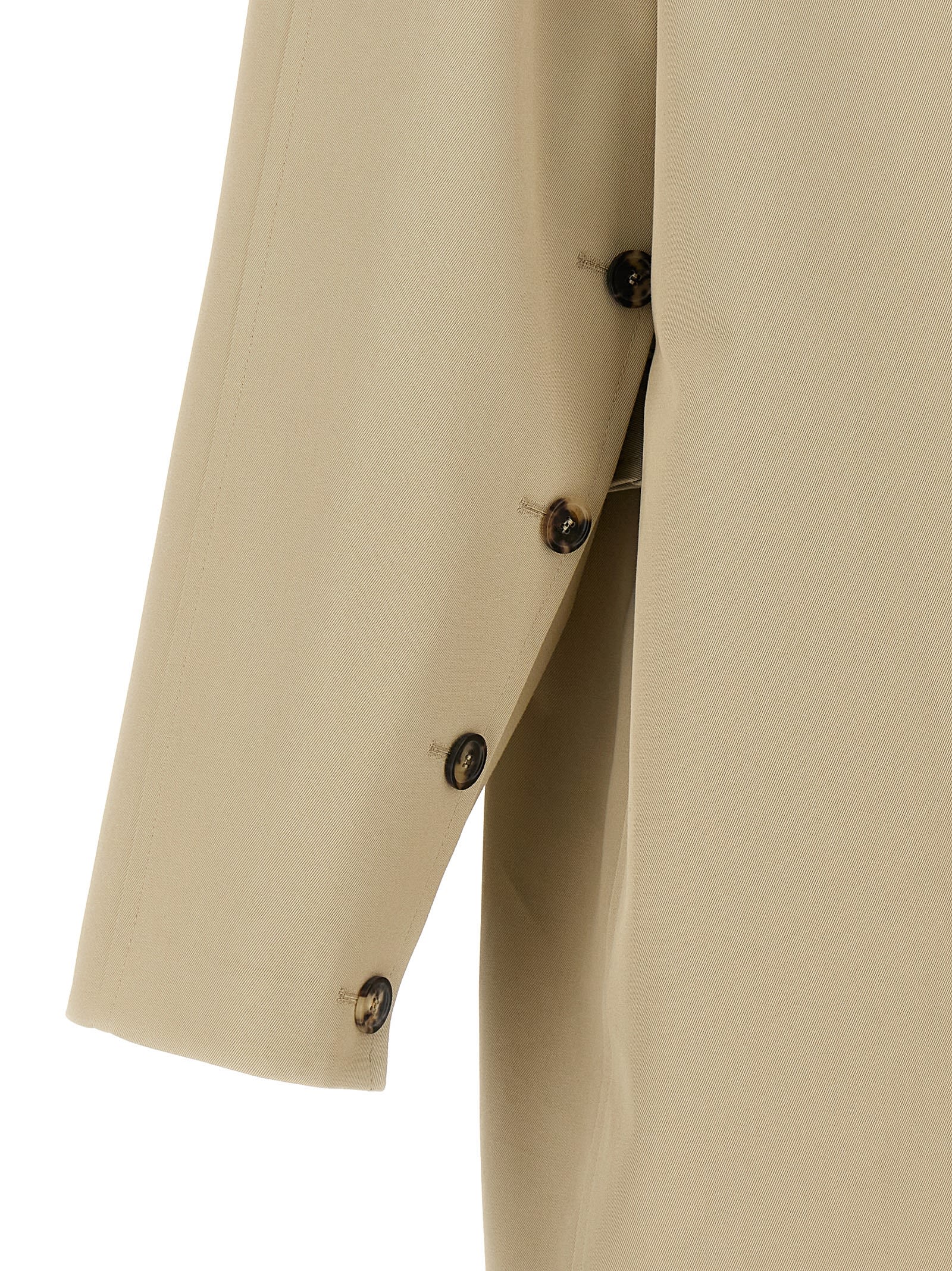 Shop Courrèges Long Oblique Trench Coat In Beige