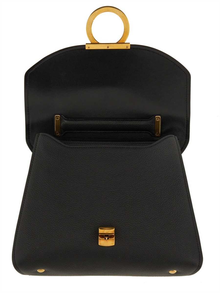 Shop Ferragamo Mini Hooks Handbag In Black
