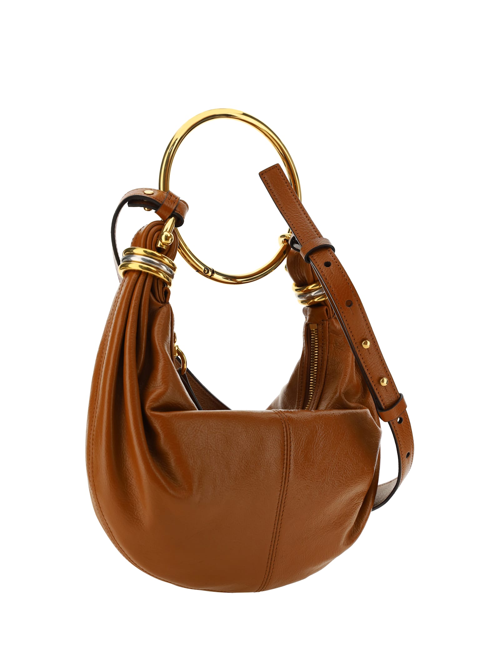 Shop Chloé Bracelet Handbag In Leather Brown