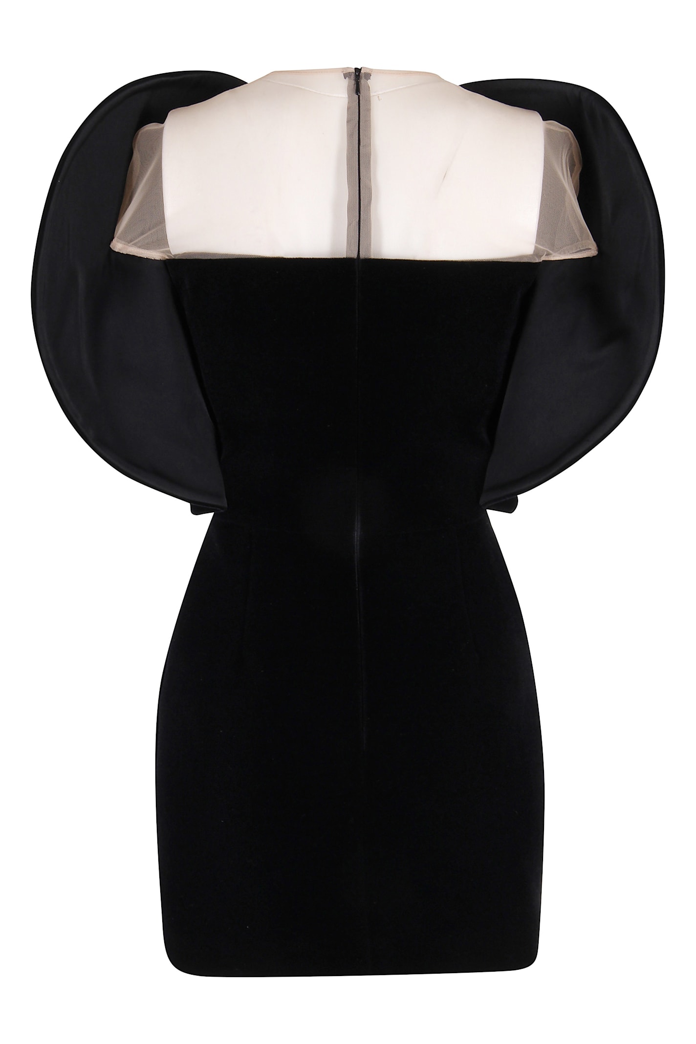 David Koma Circular Slv Detail Mini Velvet Dress In Black