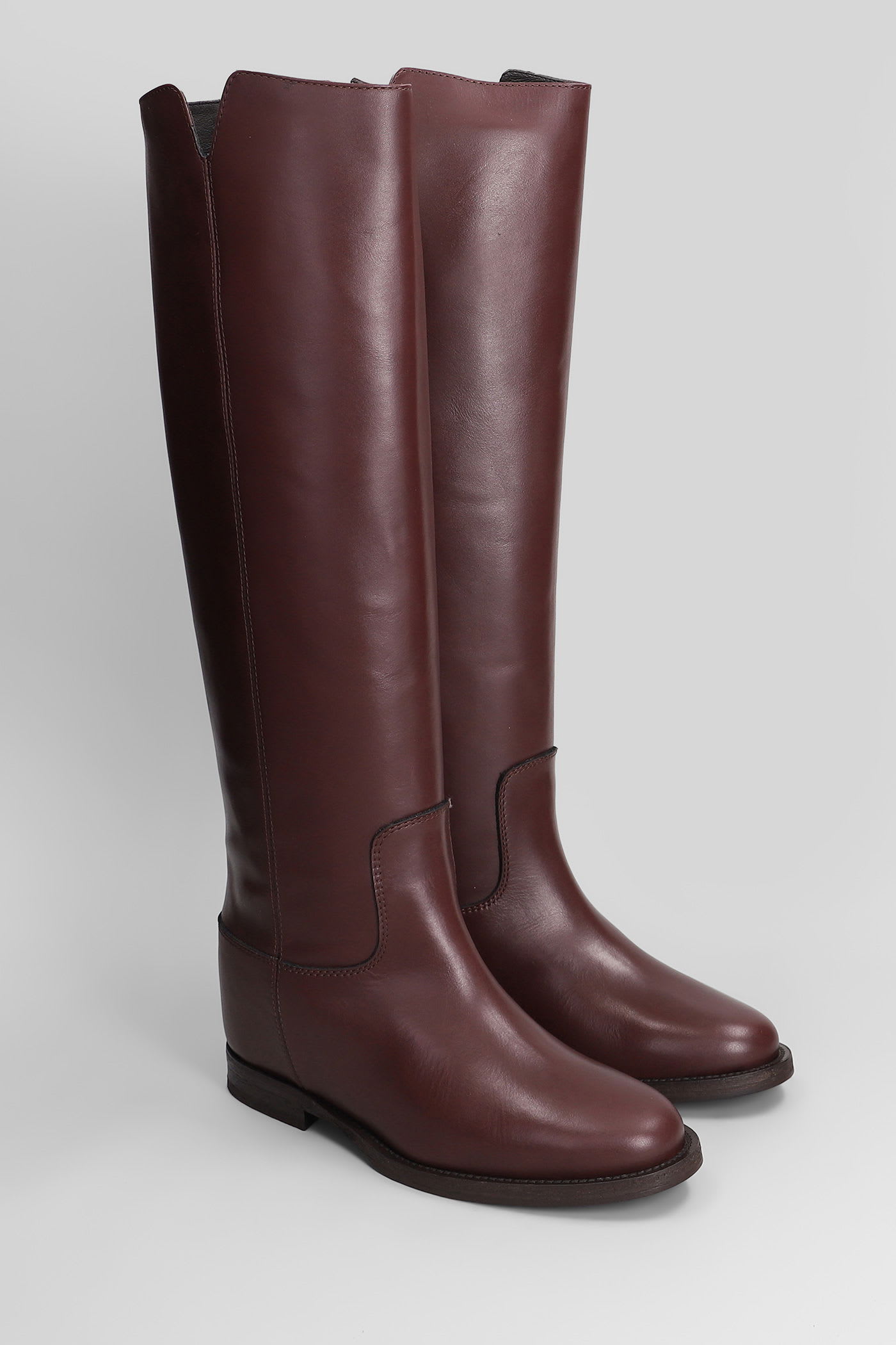 Via Roma 15 Leather Knee-high Boots In Black