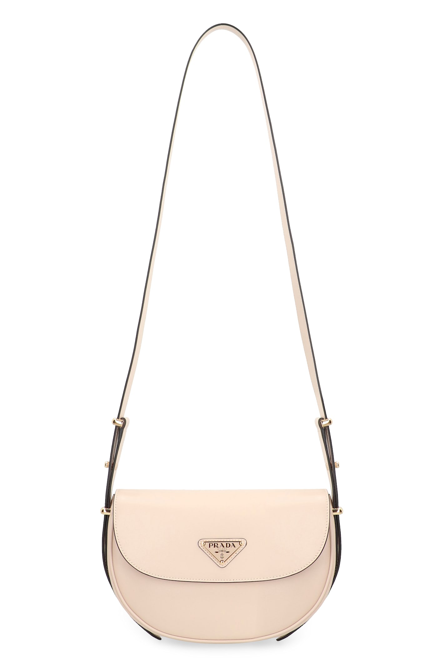 Shop Prada Arqué Leather Shoulder Bag In Skin