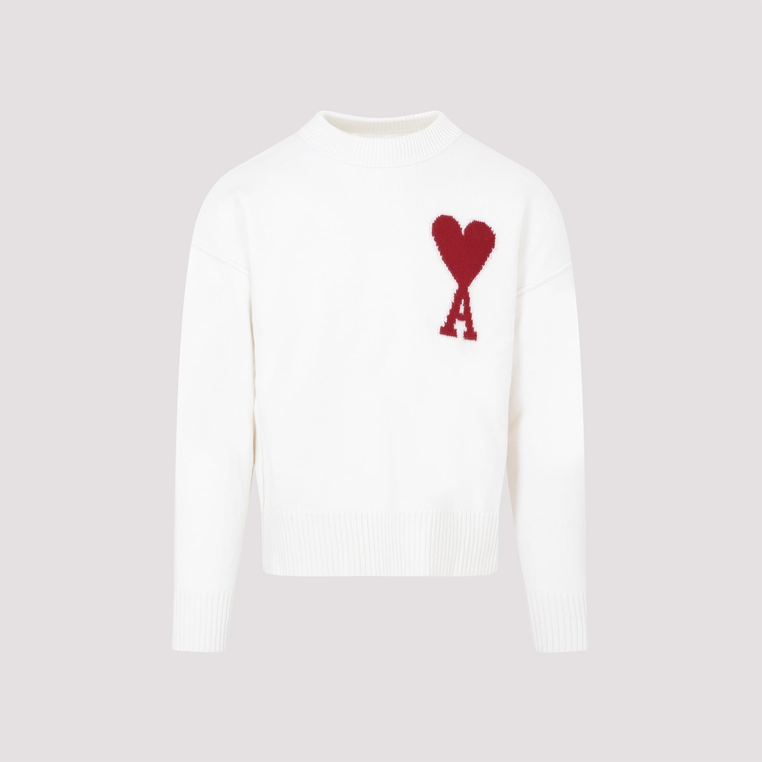 Shop Ami Alexandre Mattiussi Adc Crewneck Sweater In Off White Red