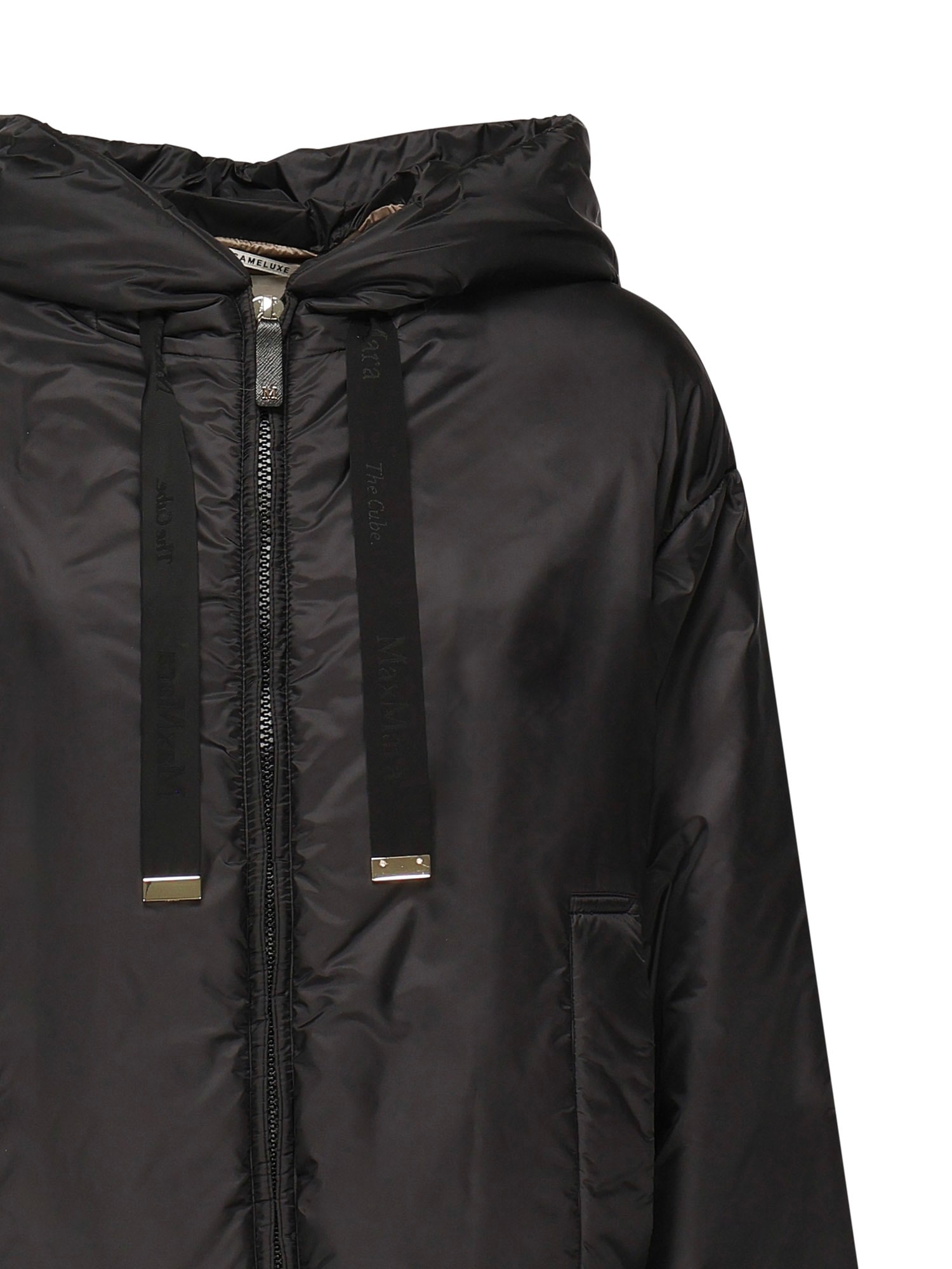 Max Mara The Cube Padded Hooded Jacket In Water-repellent Fabric In Black