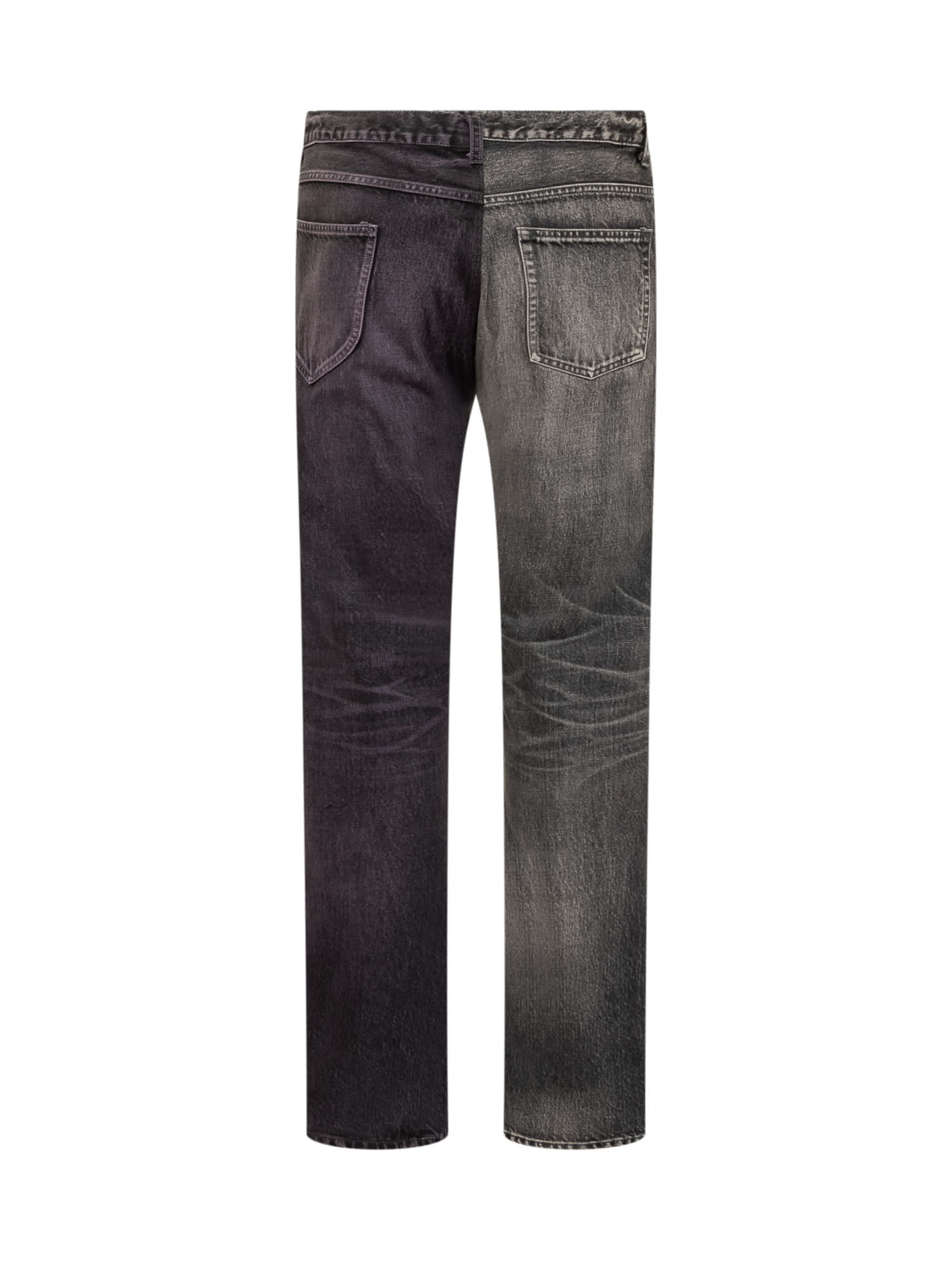 Shop Miharayasuhiro 2 Toned Jeans In Black