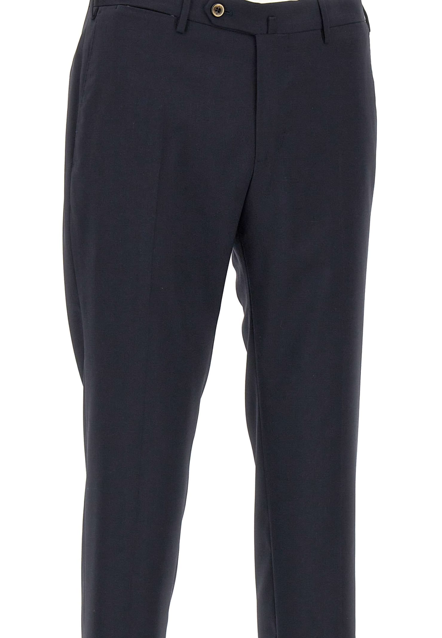 Shop Pt01 Techno Washable Wool Wool And Cotton Blend Pants In Navy