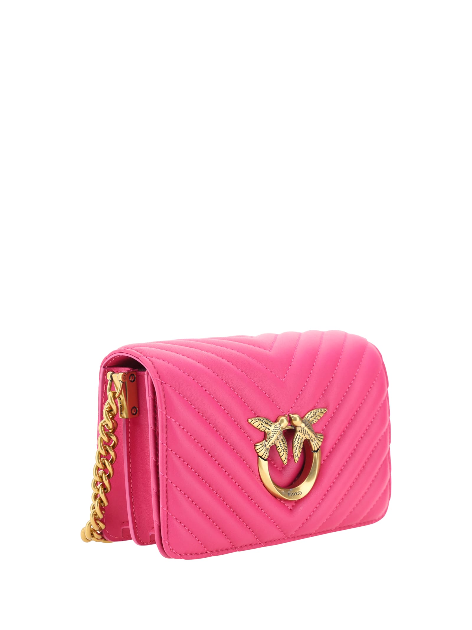 Shop Pinko Love Click Mini Shoulder Bag In Pink