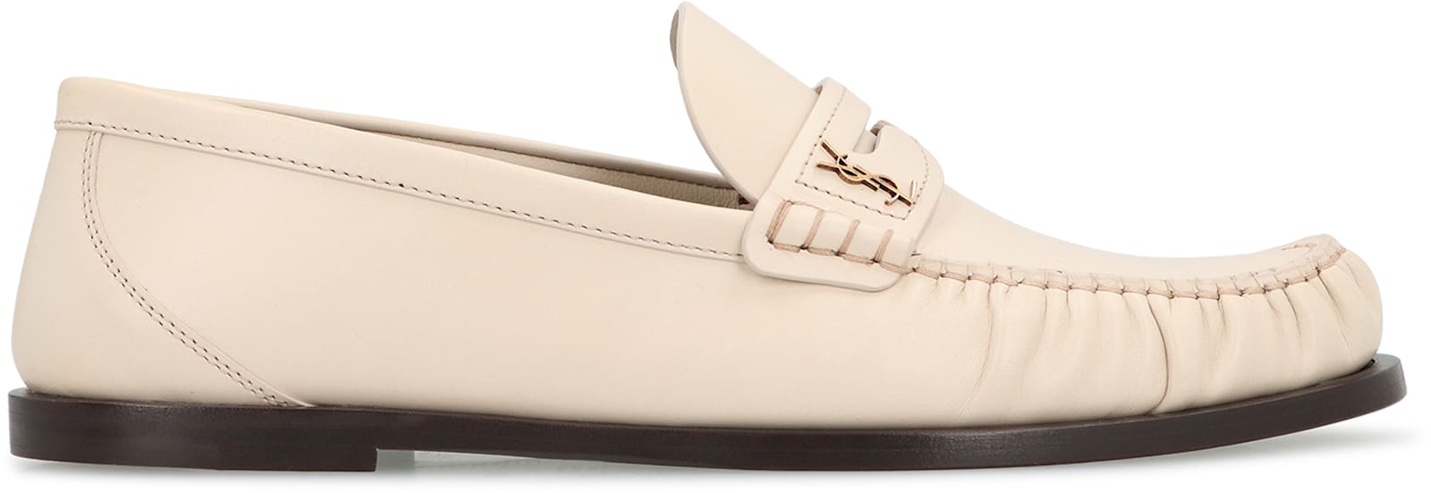 Saint Laurent Laurent 05 Leather Loafers In Neutral