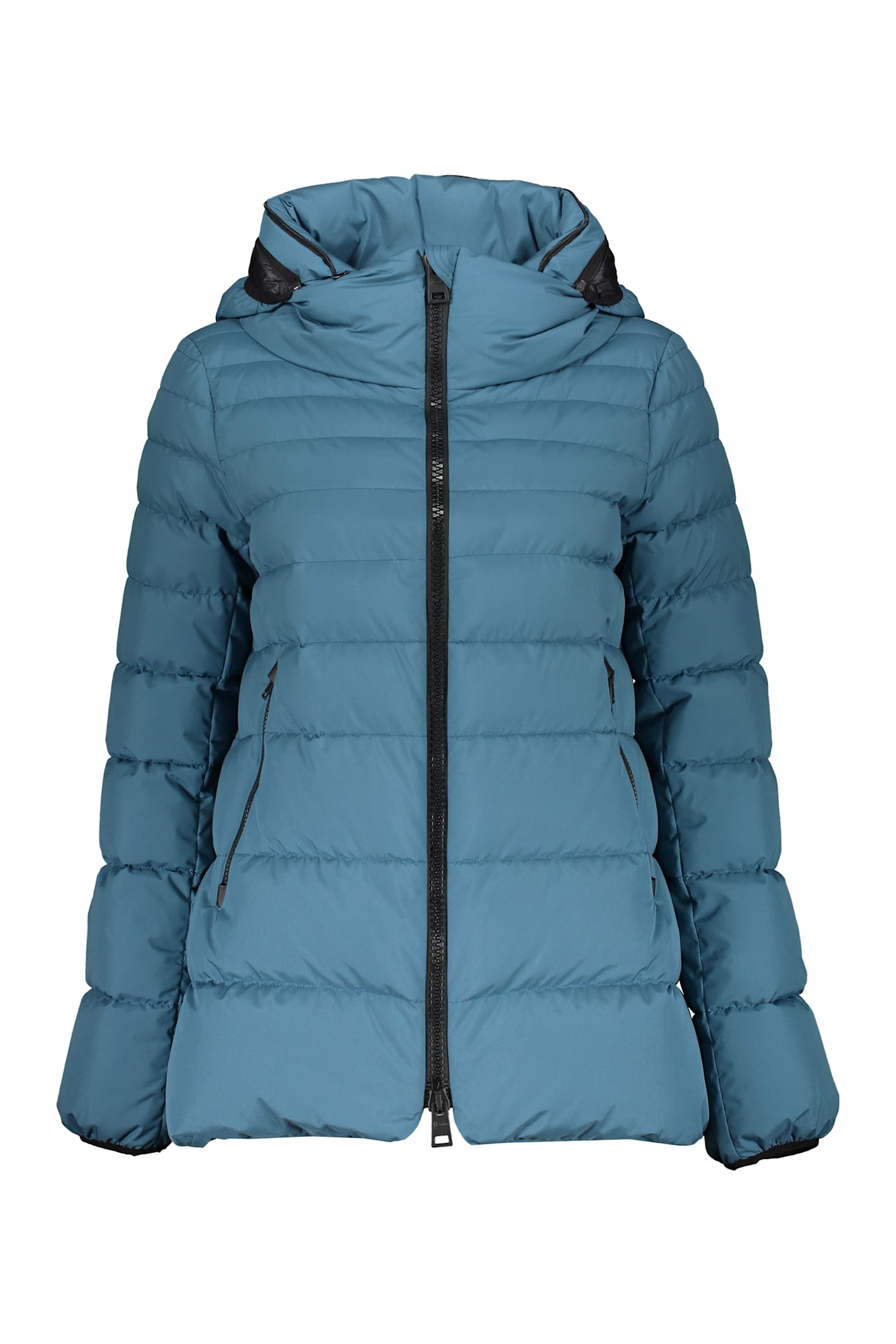 Herno Down Jacket Blue With Hood In Blue