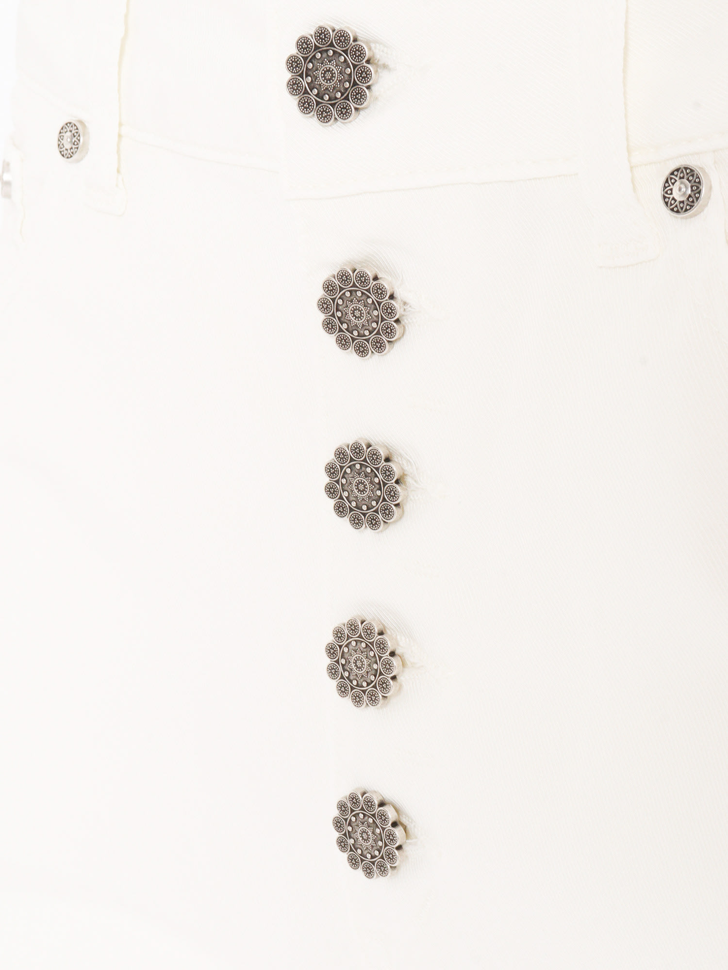 Dondup Cropped Cotton-blend Denim Jeans With Button Detailing In White