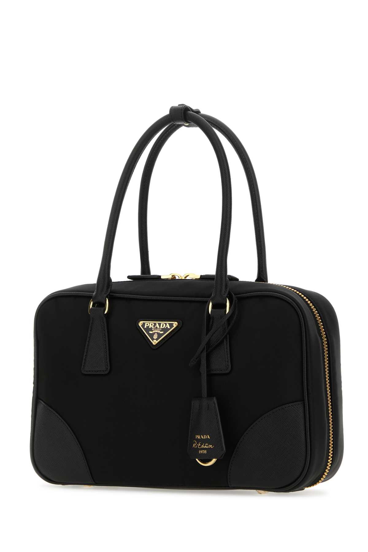 Shop Prada Black Canvas Medium Re-edition 1978 Handbag In Nero