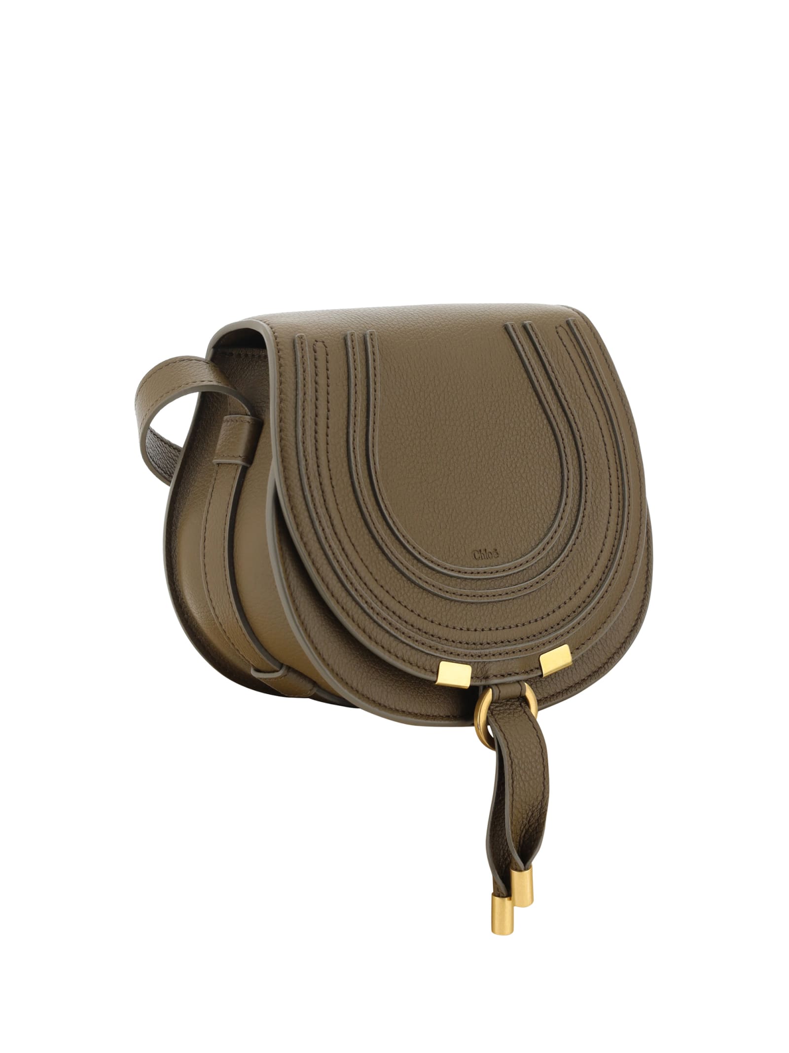 Shop Chloé Marcie Shoulder Bag In Dark Khaki