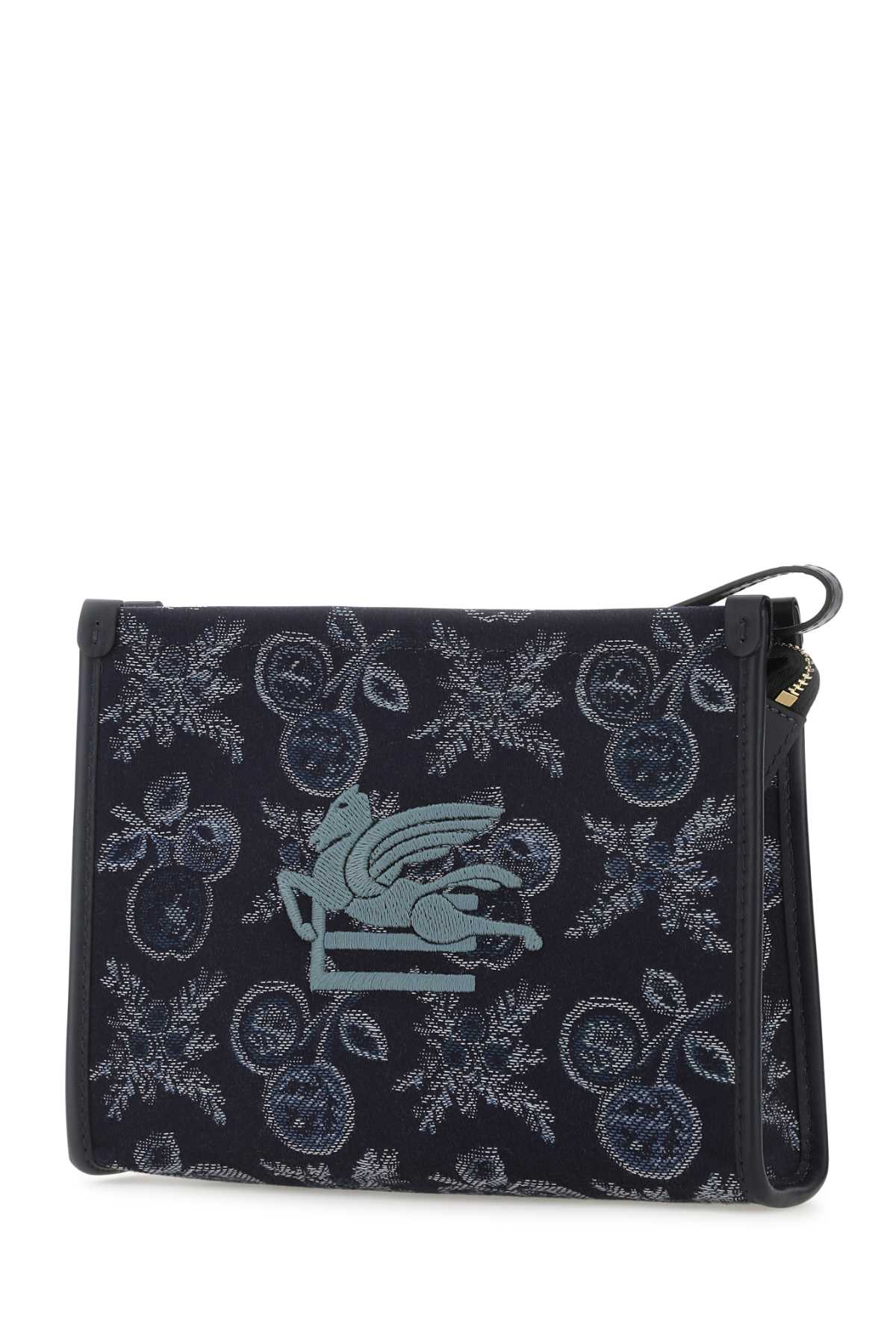 Etro Embroidered Canvas Beauty Case In Blue