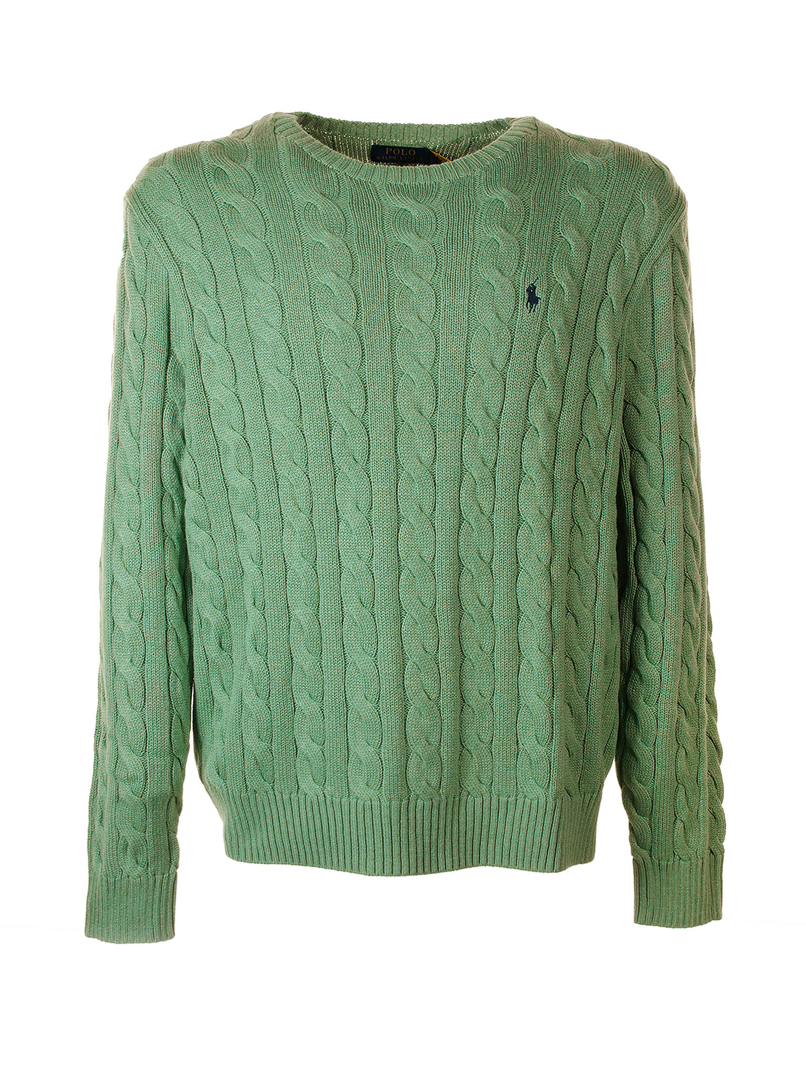Polo Ralph Lauren Braided Crewneck Sweater With Logo In Field