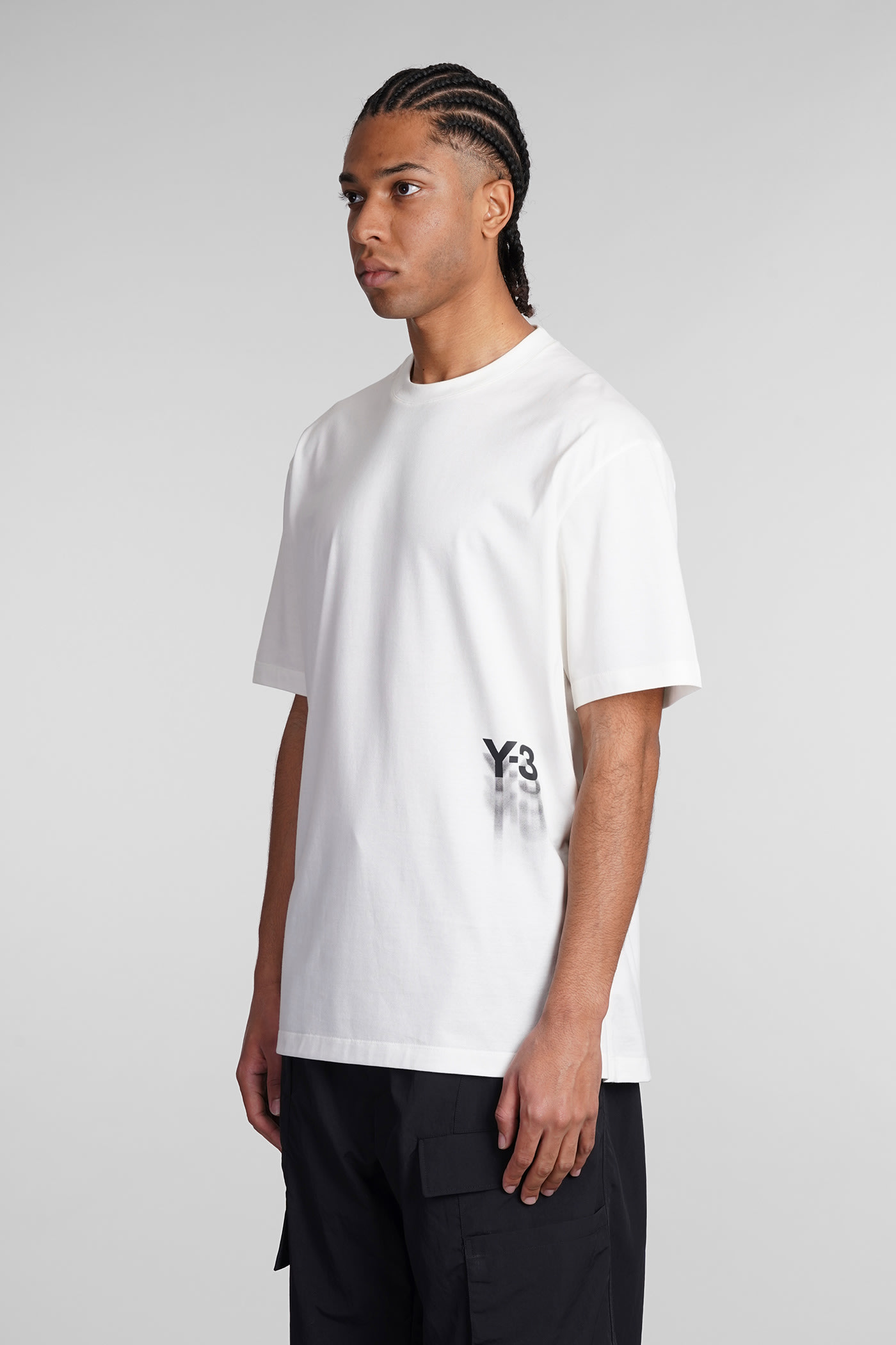 Shop Y-3 T-shirt In Beige Cotton In White