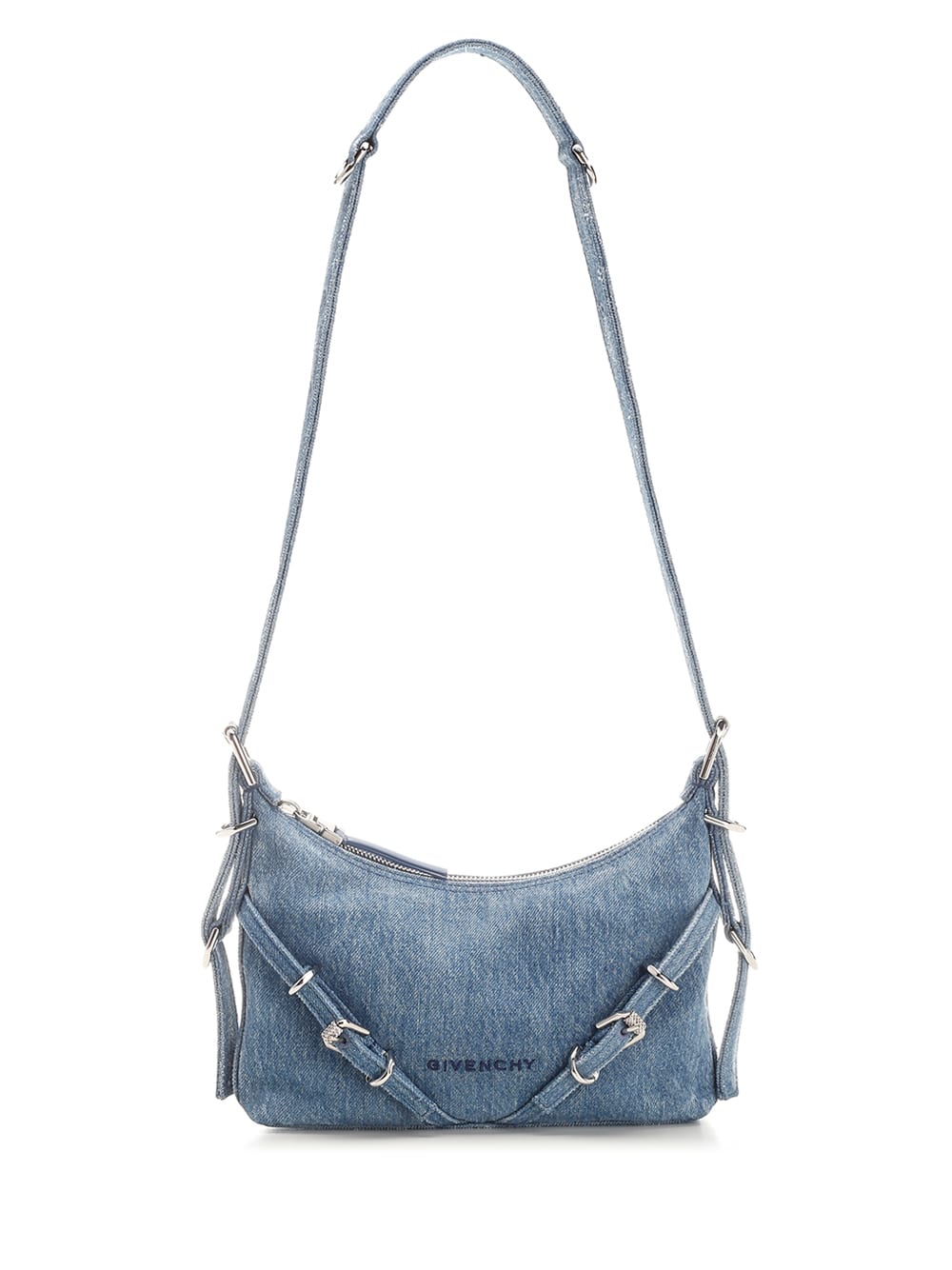 Shop Givenchy Mini Voyou Shoulder Bag In Clear Blue