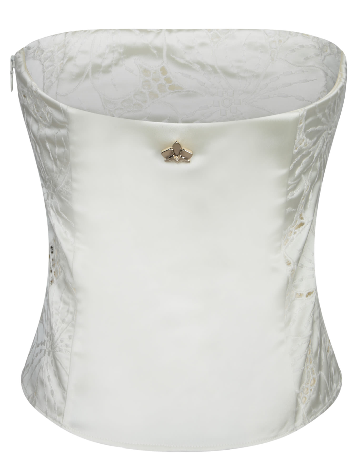 Shop Genny White Floral Stretch Satin Strap Top