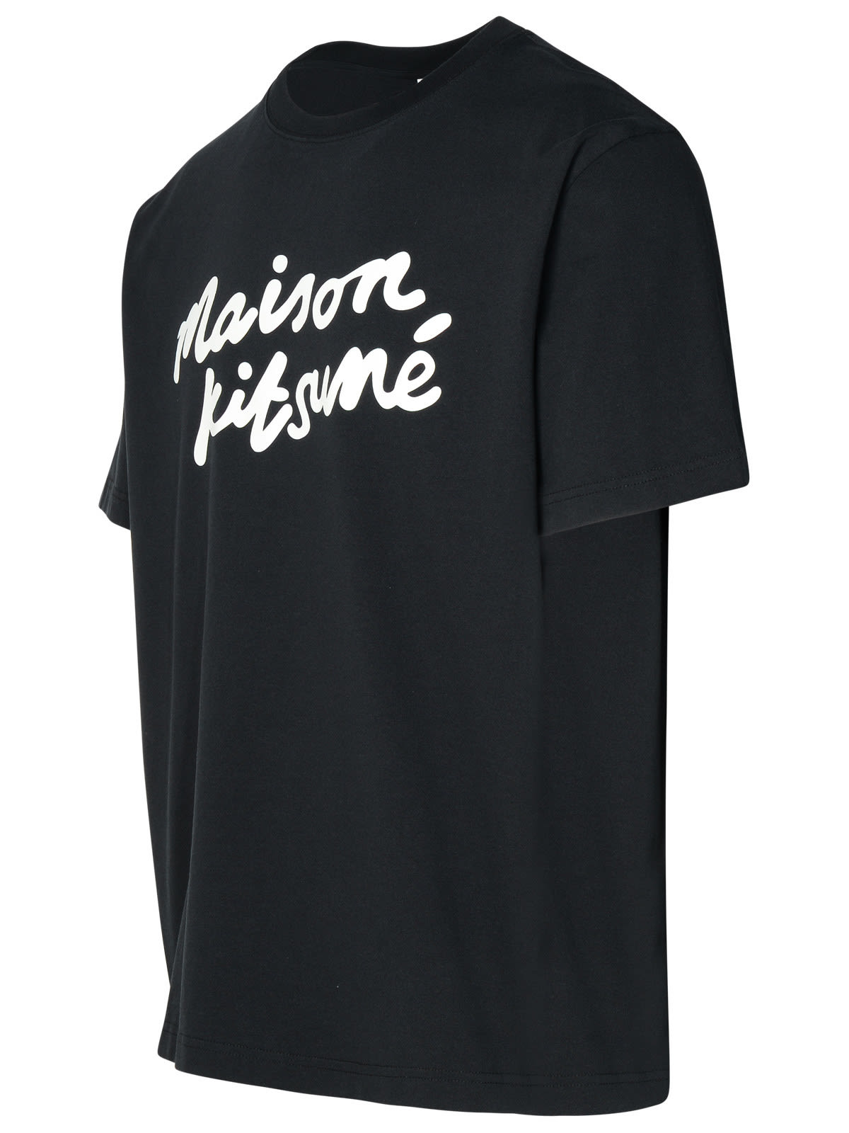 Shop Maison Kitsuné Black Cotton T-shirt In O197 Black/white