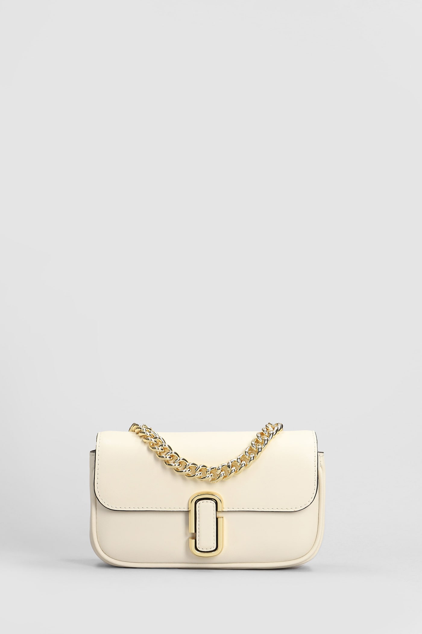 Shop Marc Jacobs The Mini Shoulder Shoulder Bag In Beige Leather