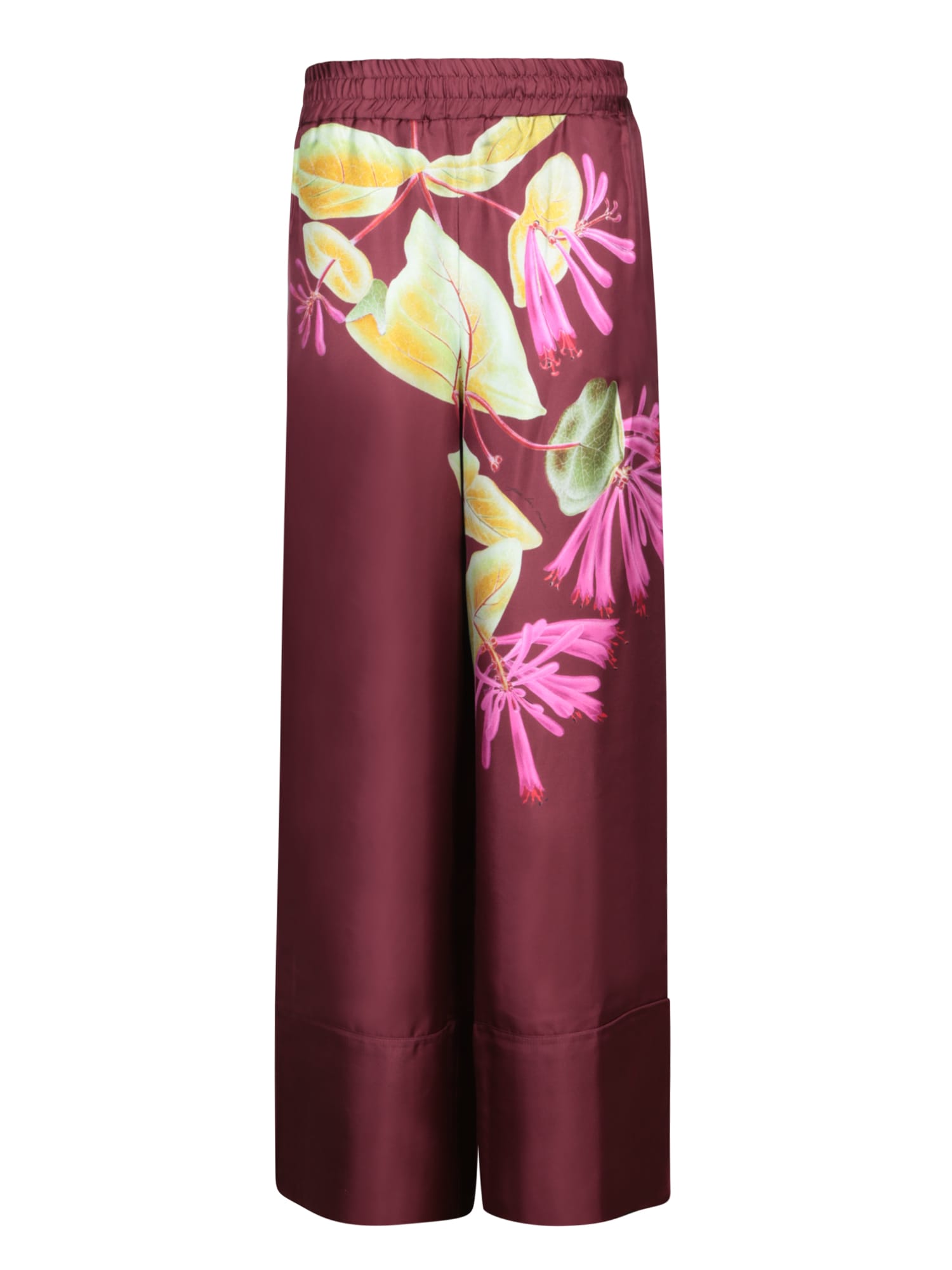 Shop Pierre-louis Mascia Bordeaux Floral Trousers By