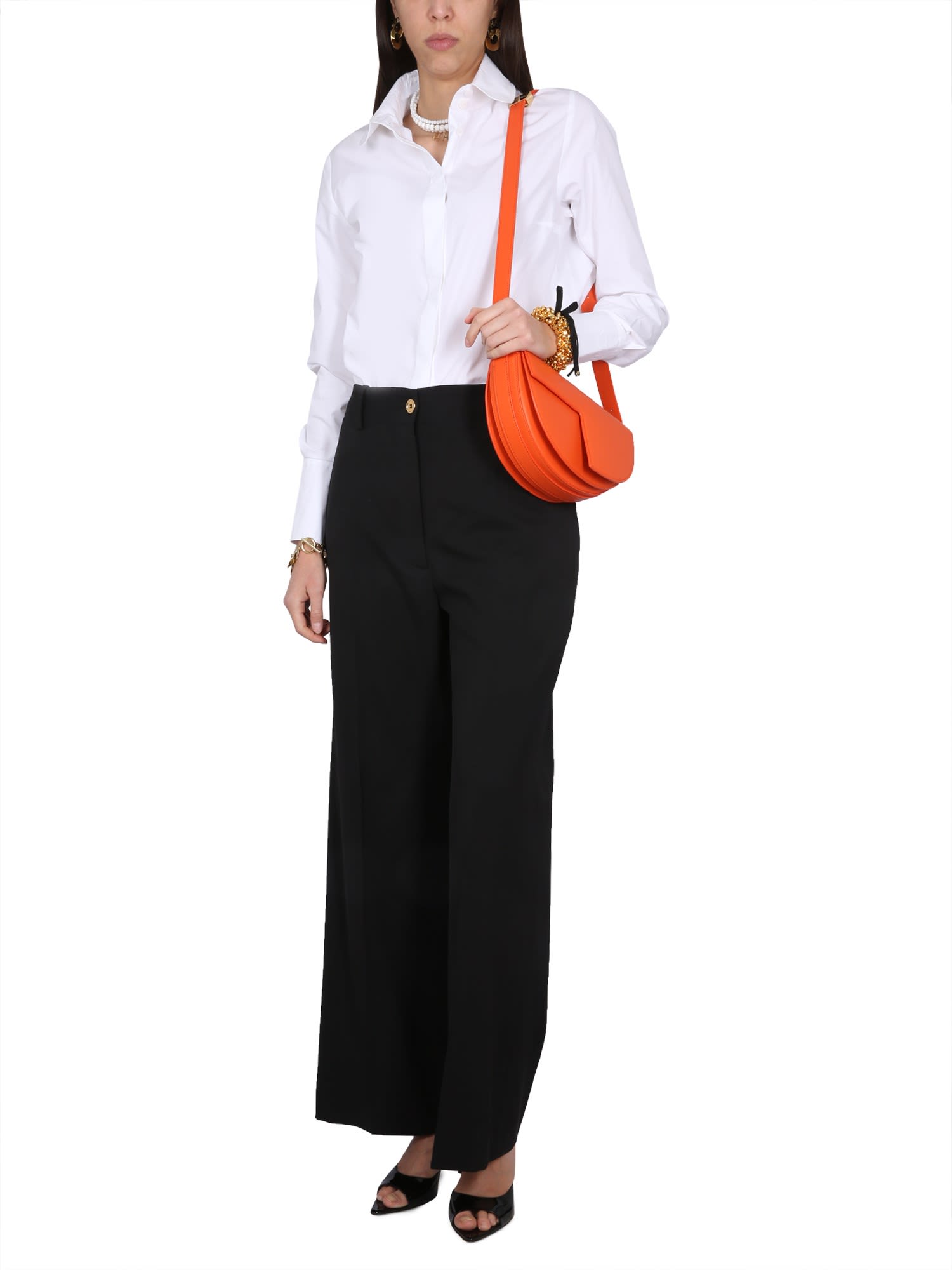 Patou Black Stretch Virgin Wool Trousers In Black