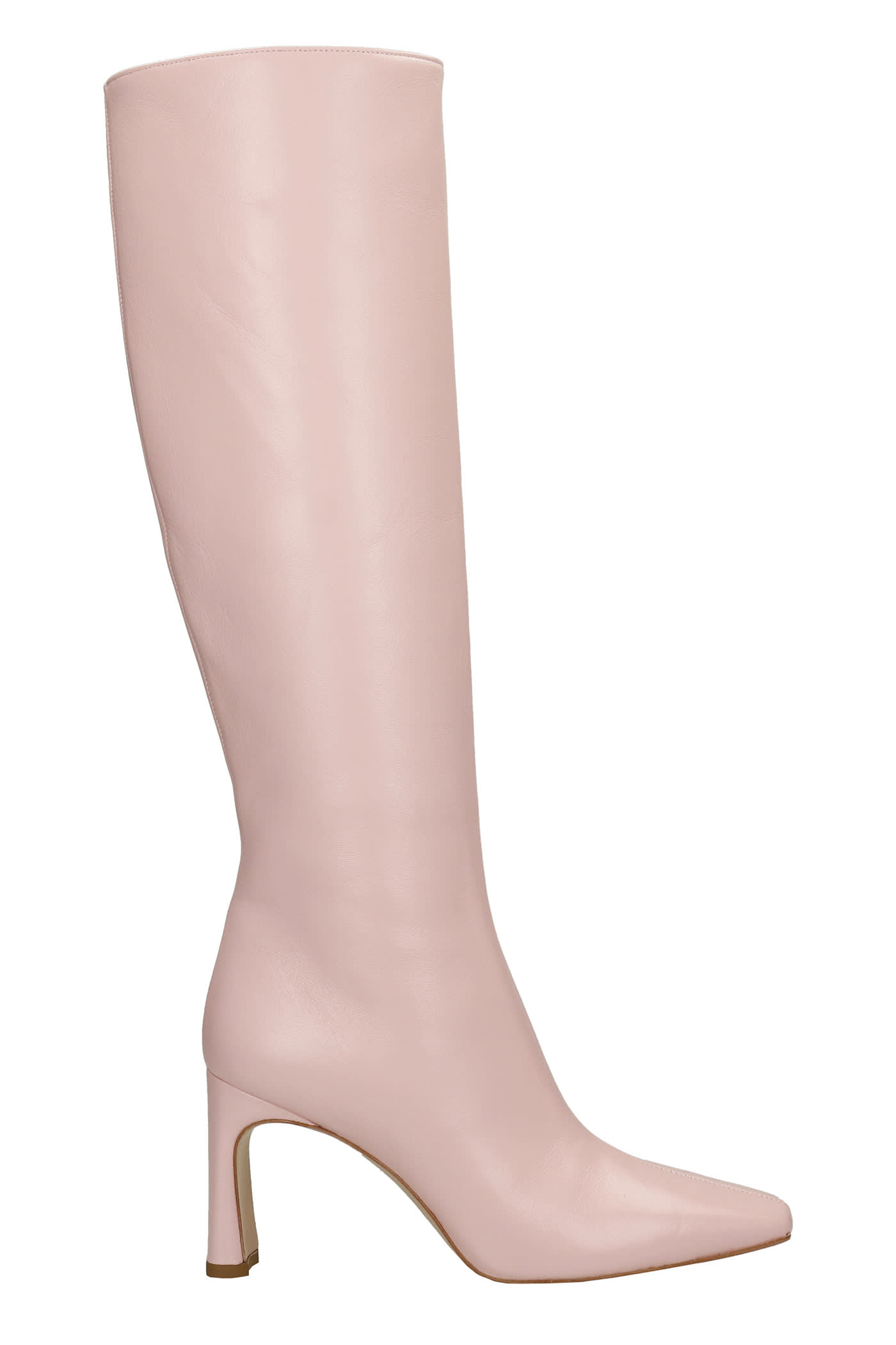 Liu-Jo Squared Lh01 High Heels Boots In Rose-pink Leather