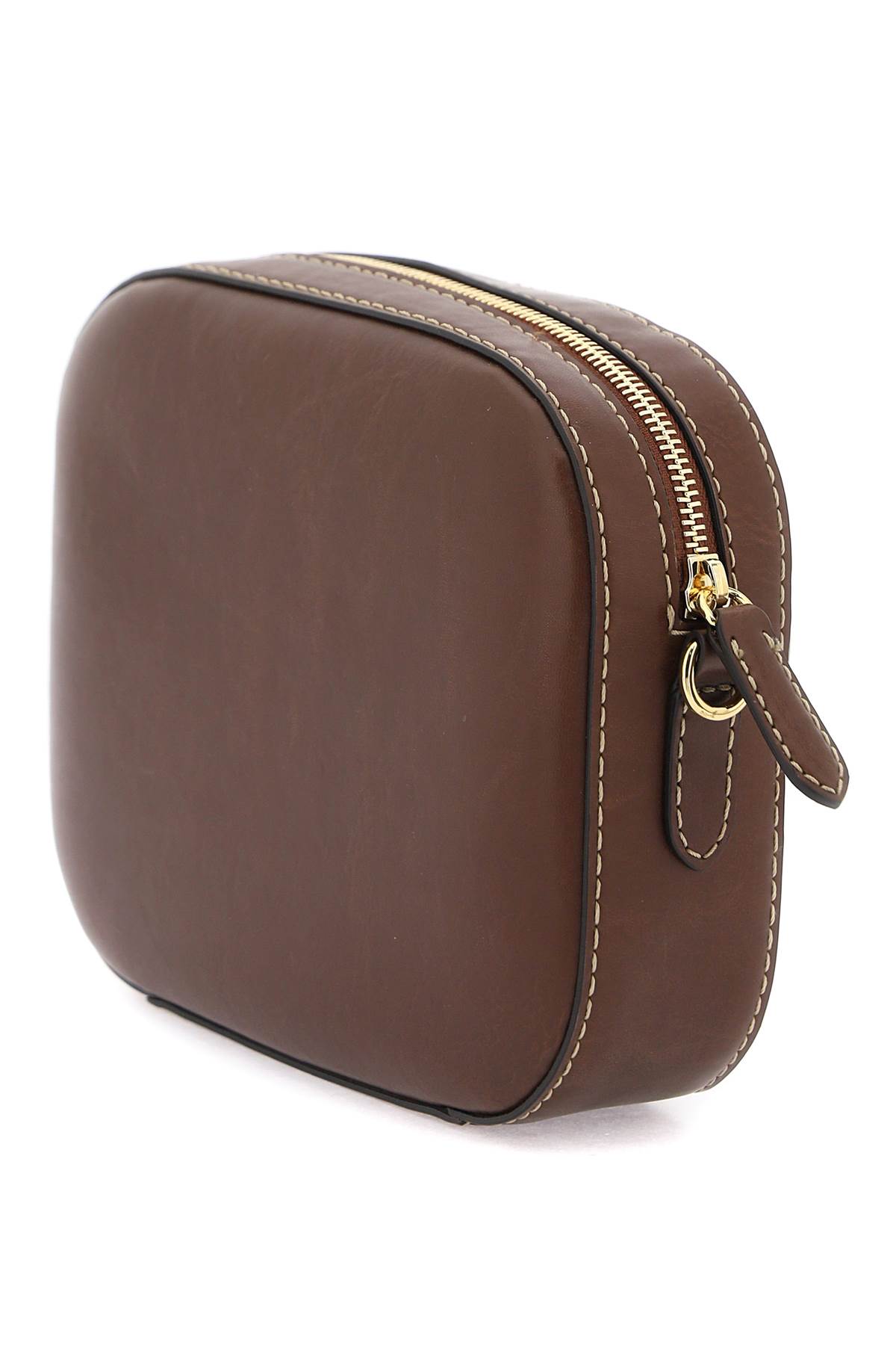 Shop Stella Mccartney Mini Logo Camera Bag In Cognac (brown)