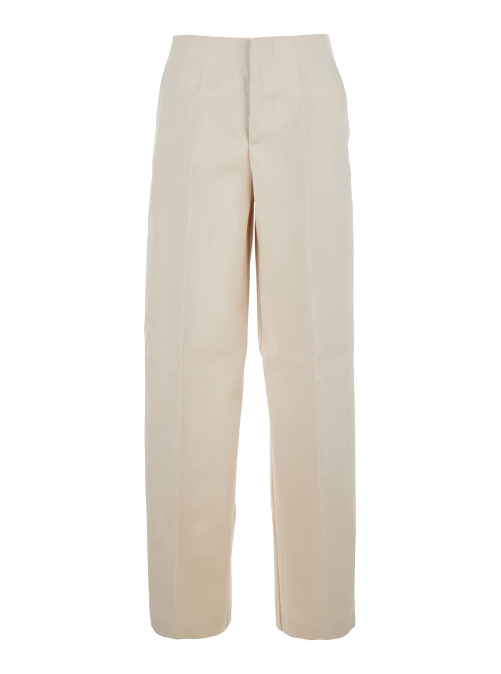 White Wide Leg Pants With Tailored Pleats In Acetate Fabric Woman