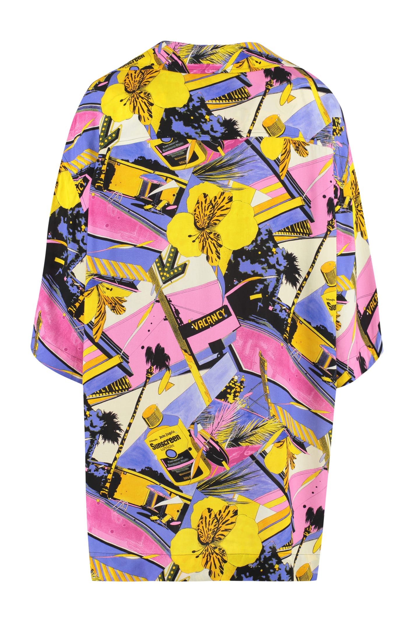 Shop Palm Angels Printed Bowling Shirt In Multicolor