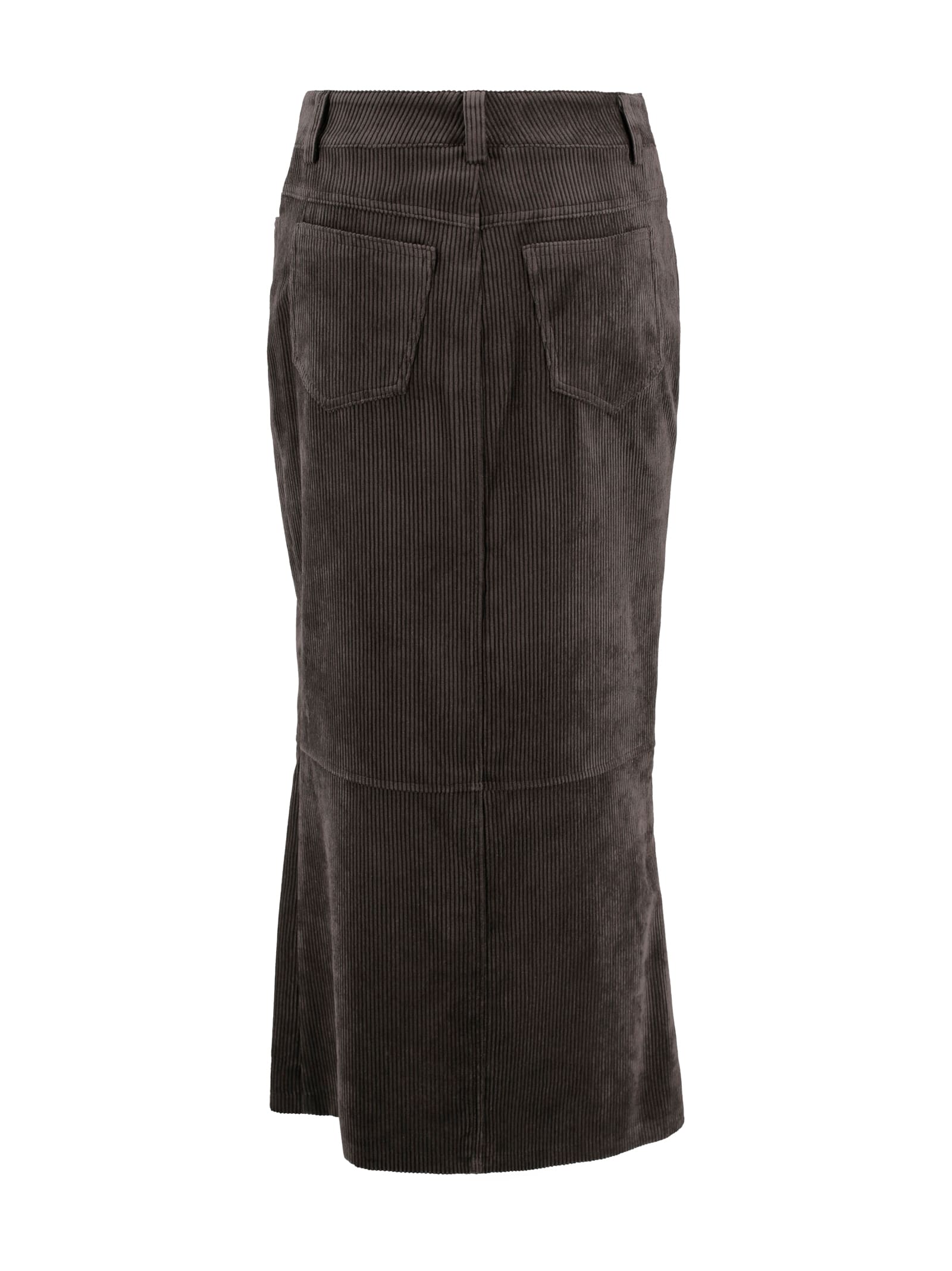 D Exterior Belt Loop Skirt In Brown