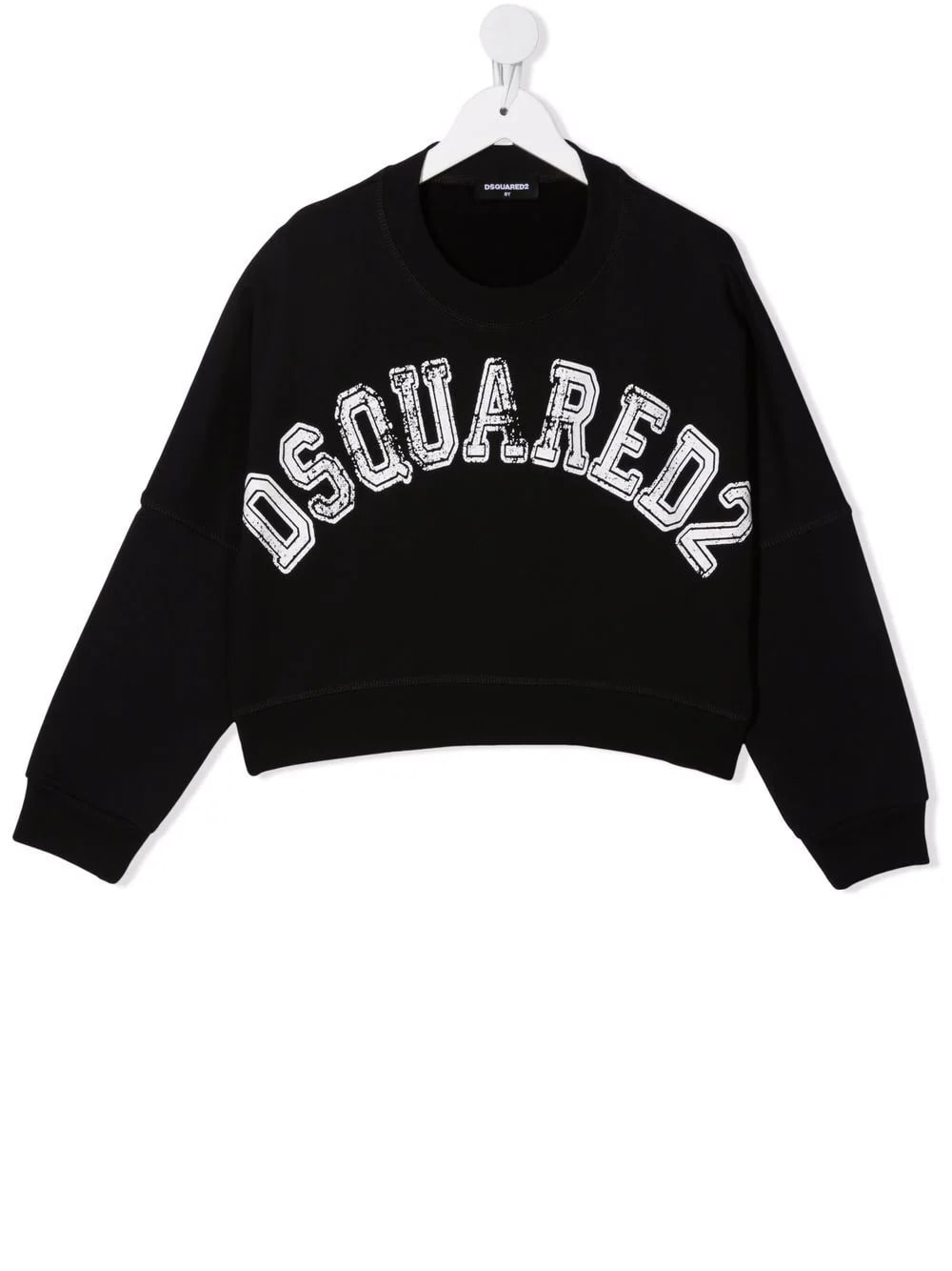 Baby Black Crop Sweatshirt With Old School Dsquared2 Logo