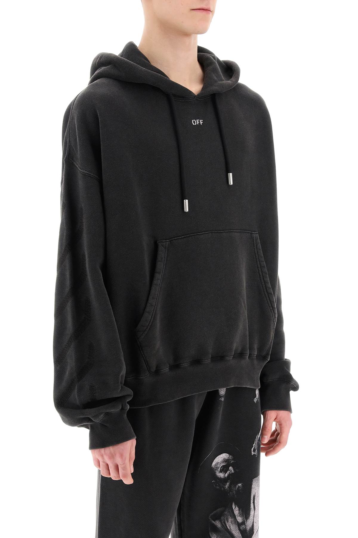 Off-white St. Matthew Over Cotton Hoodie Sweatshirt In Black
