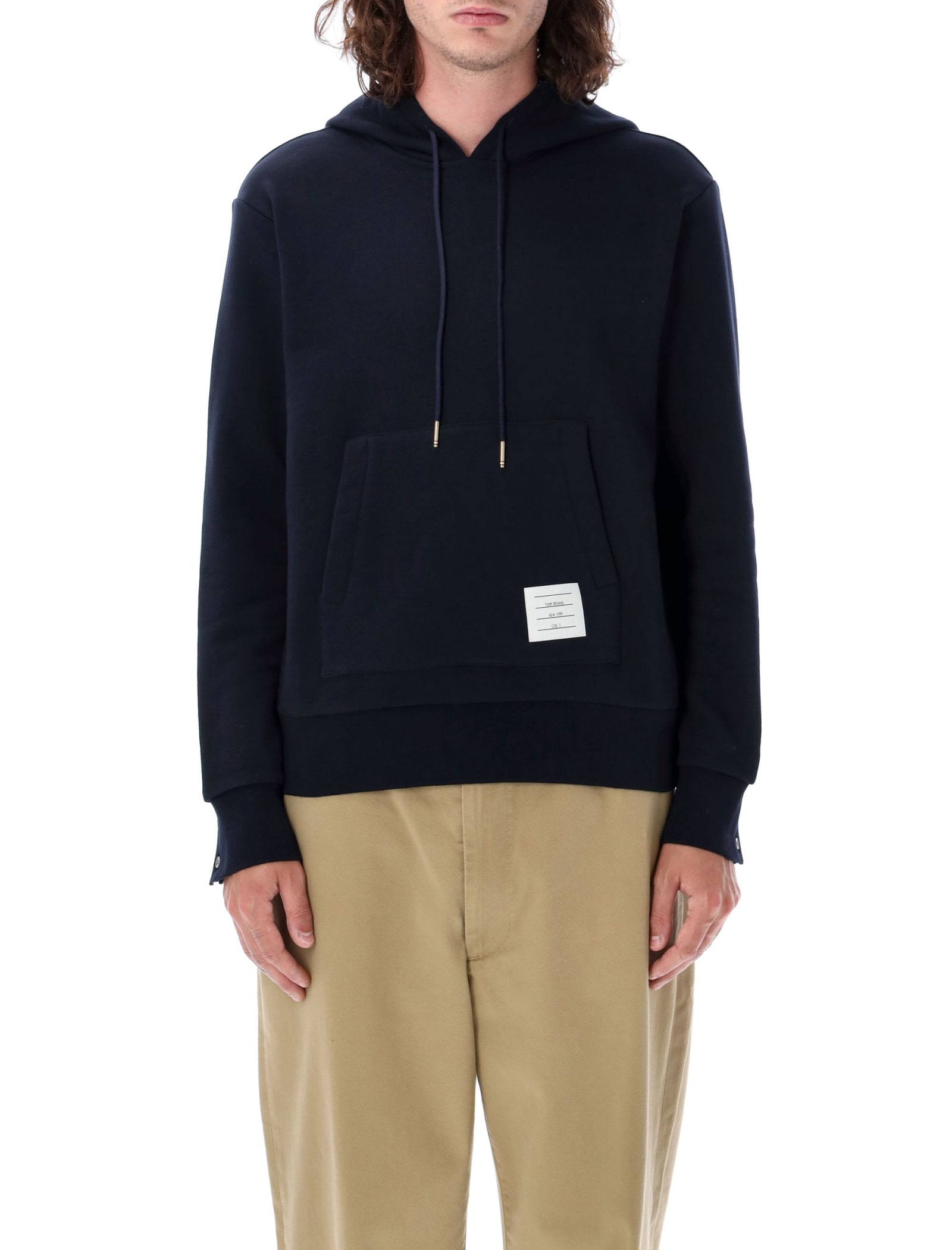 THOM BROWNE HOODIE PULLOVER WITH CB RWB STRIPE 