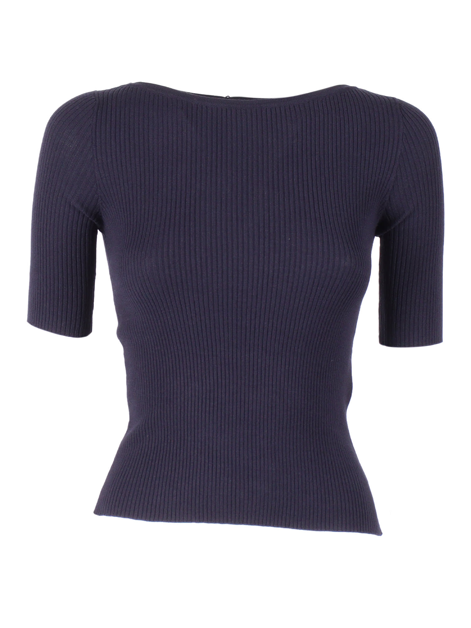 Weekend Max Mara Waser Ribbed T-shirt In Blue
