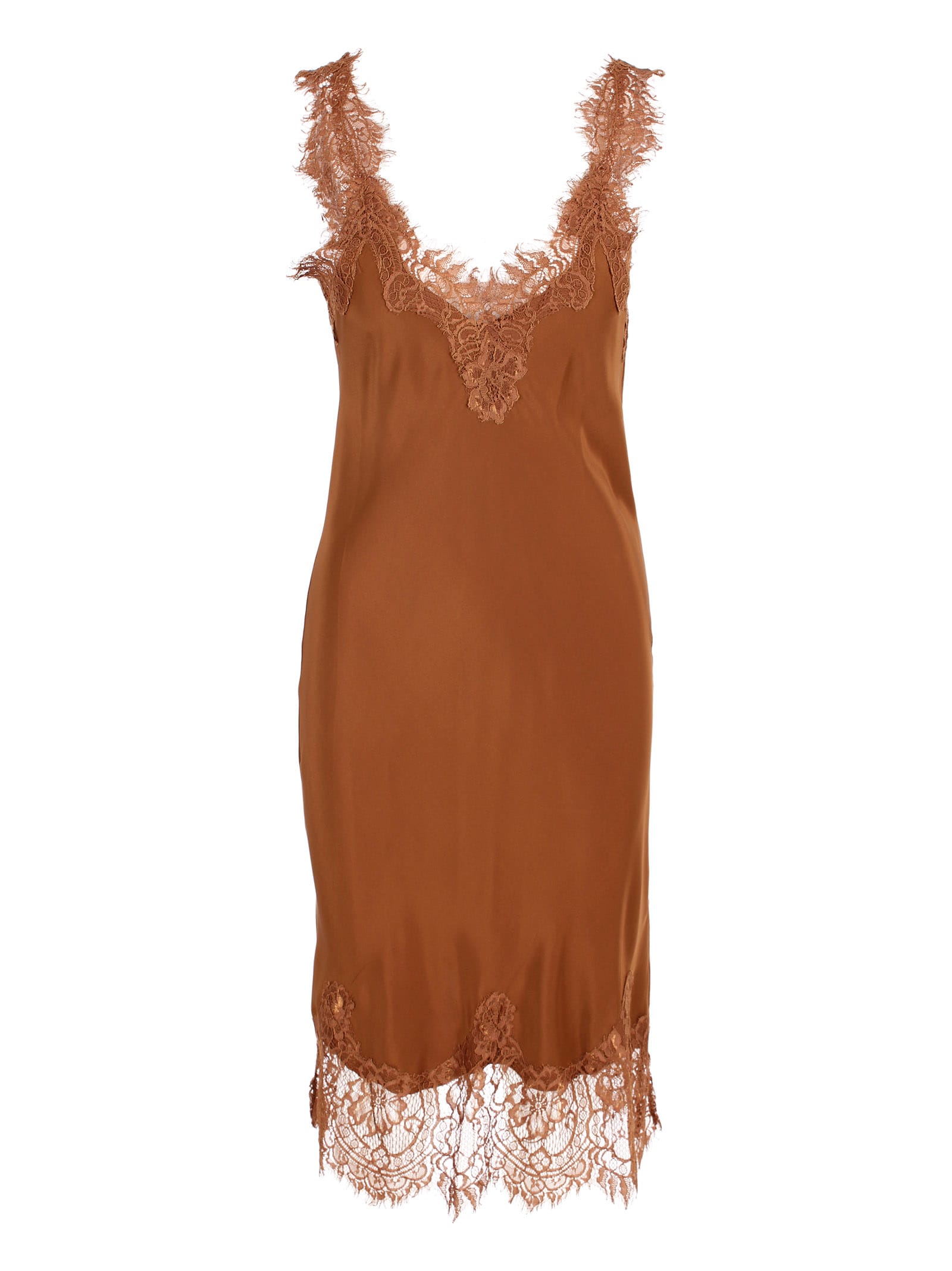 Gold Hawk Megan Coco Silk Dress In Tobacco | ModeSens