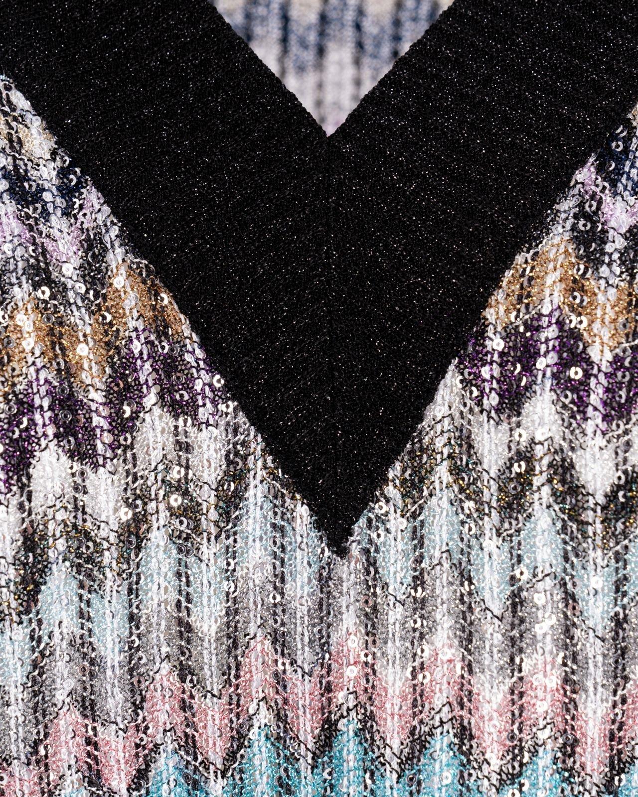 Shop Missoni Sequin Embellished Oversized V-neck Jumper  In Multicolor