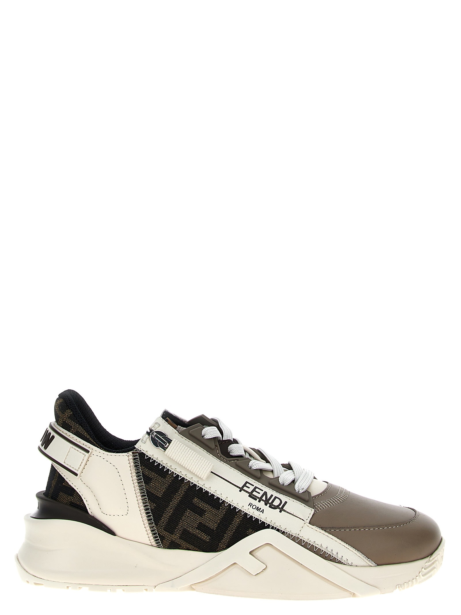 Shop Fendi Flow Sneakers In Beige