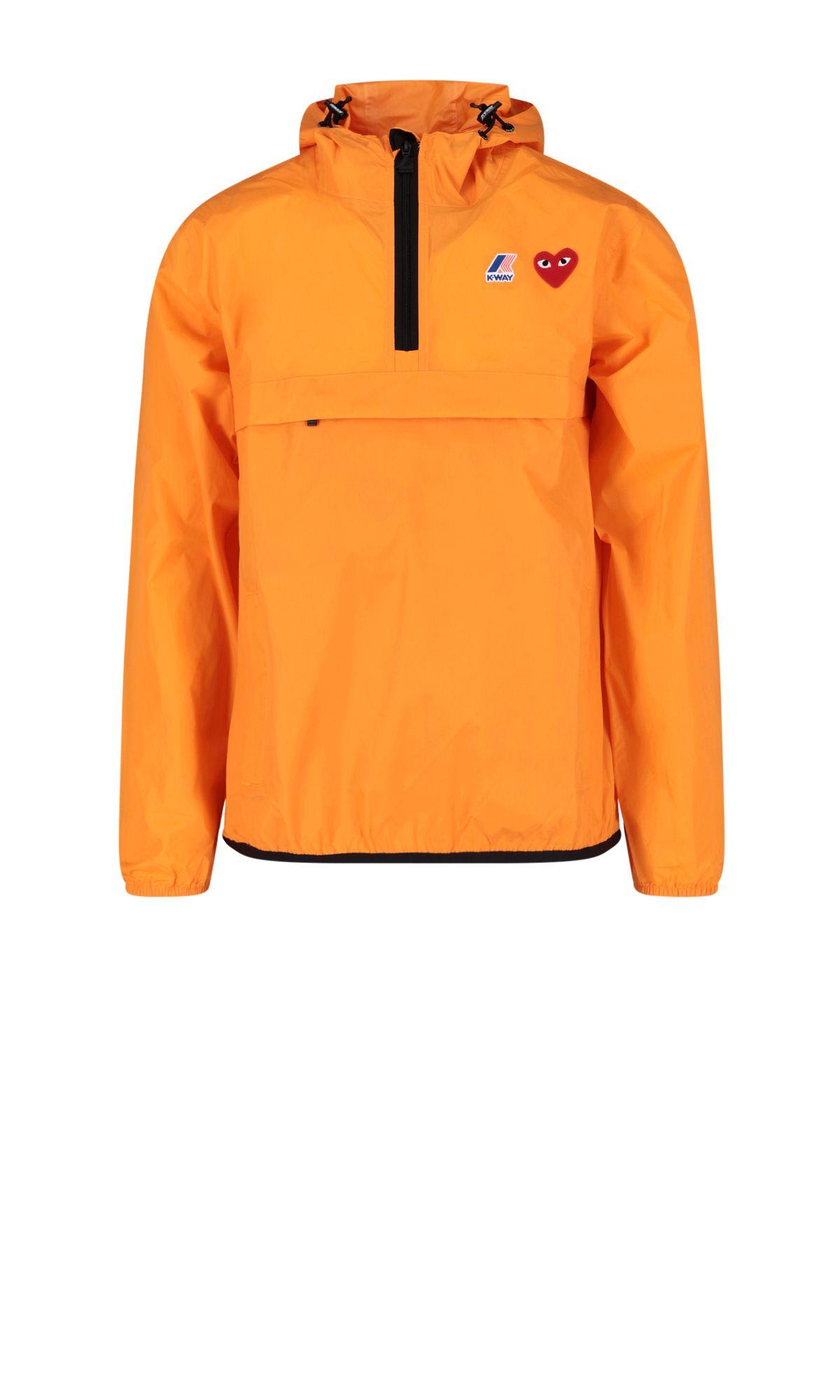 Comme Des Garçons Play X K-way Raincoat Logo In Orange